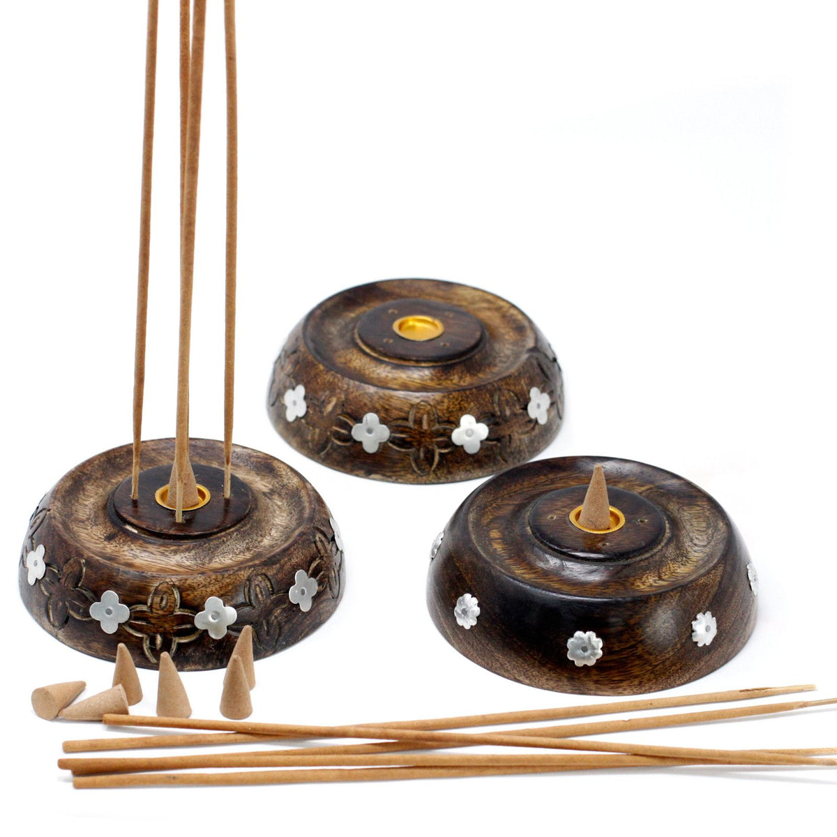 Brûleur à cône et à bâtonnets - Modèle assorti - Bois de manguier