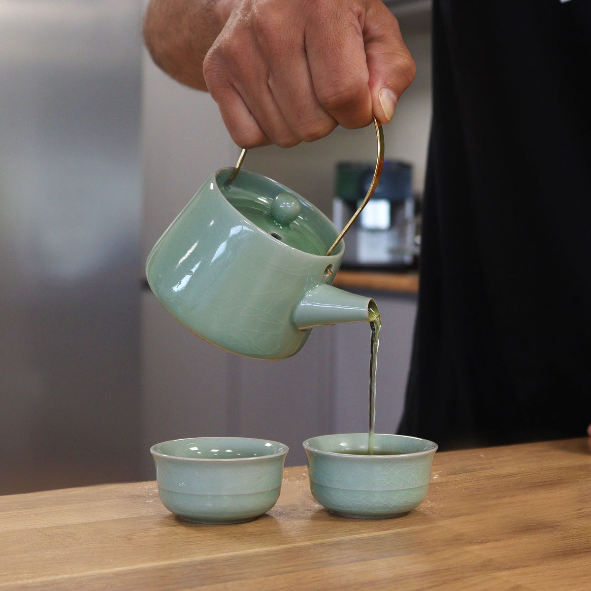 Service à thé - Vert - Théière et deux tasses