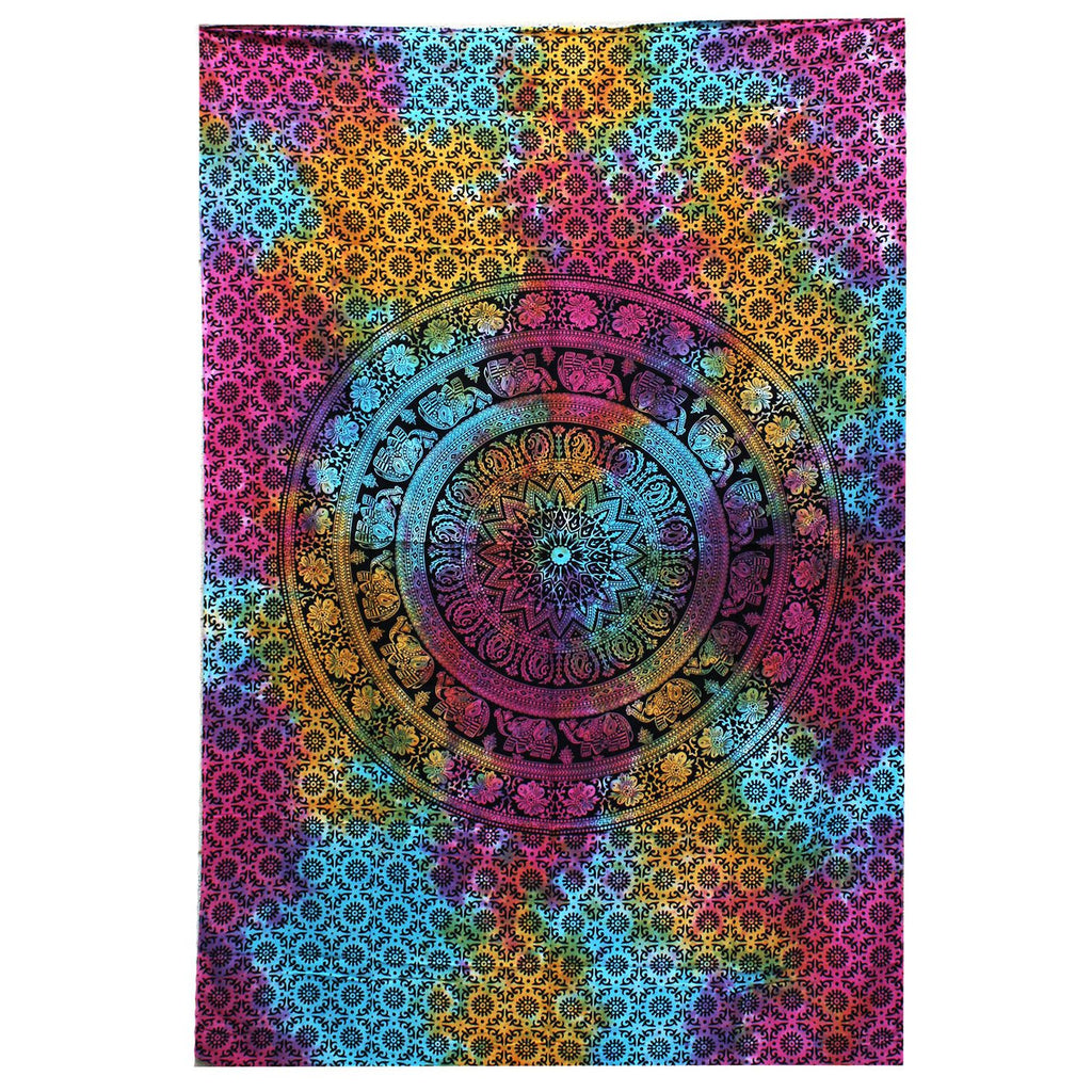 Couette double en coton + tapisserie - Mandala éléphant