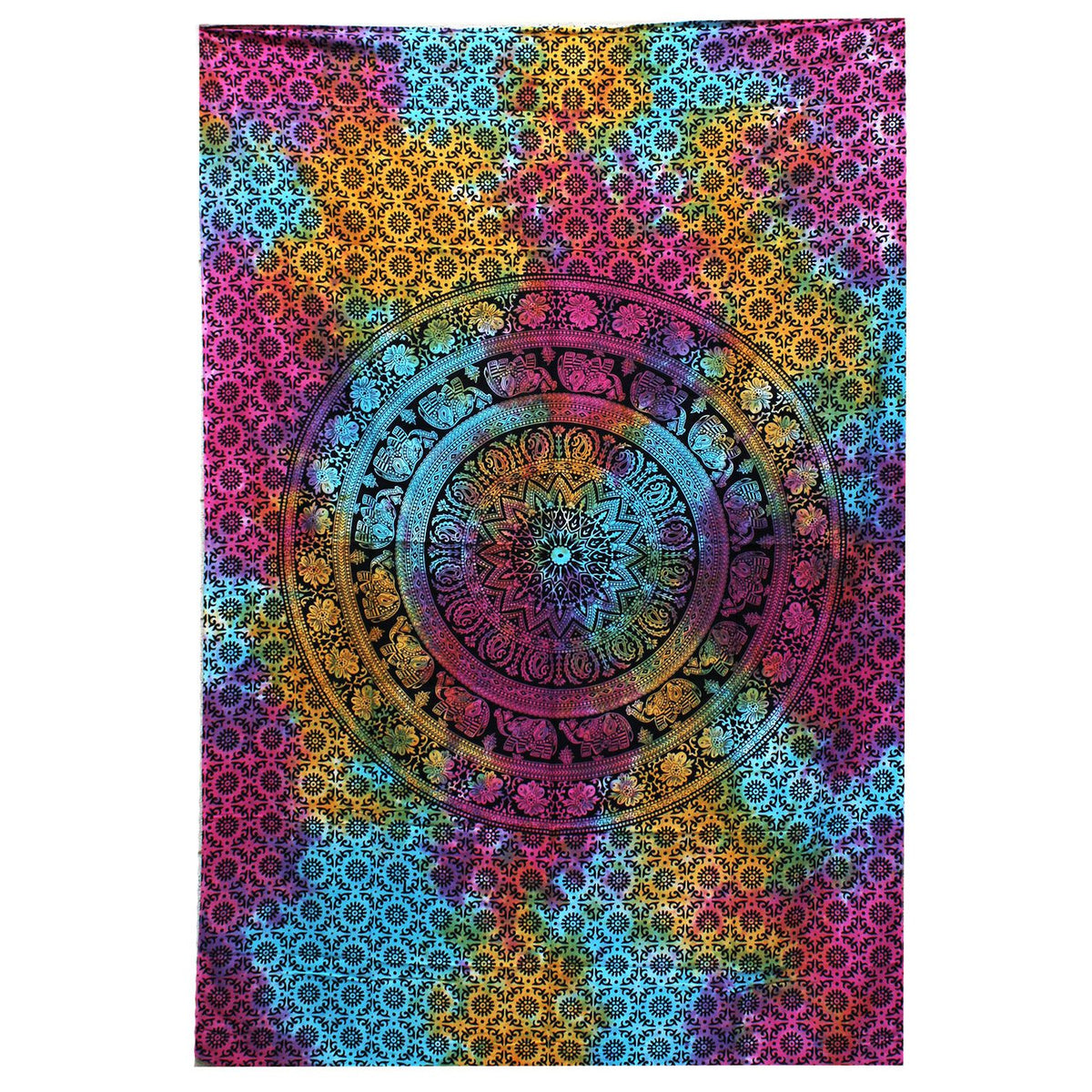 Couette double en coton + tapisserie - Mandala éléphant