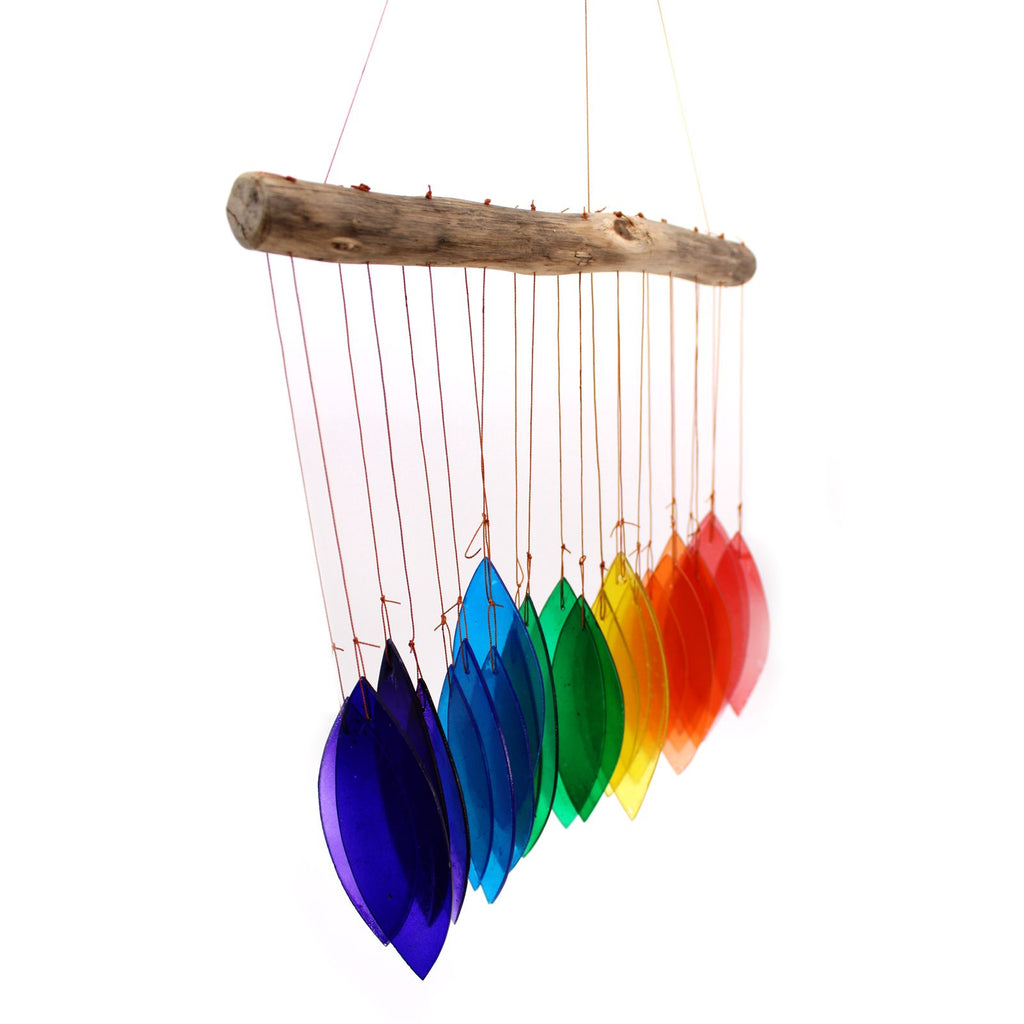 Carillon éolien en verre recyclé - Arc-en-ciel