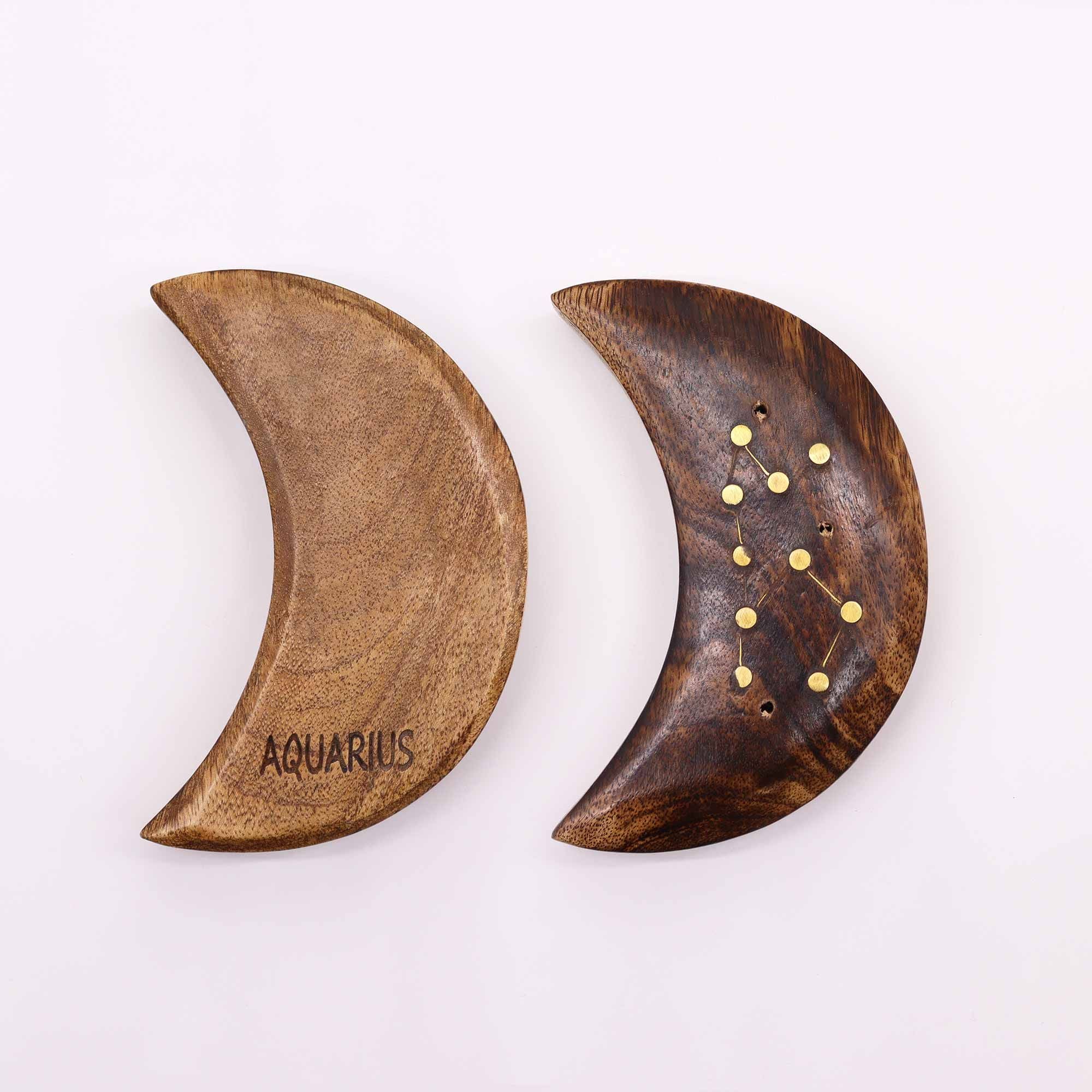 Brûleur d'encens en laiton gravé, signe du zodiaque - Lune