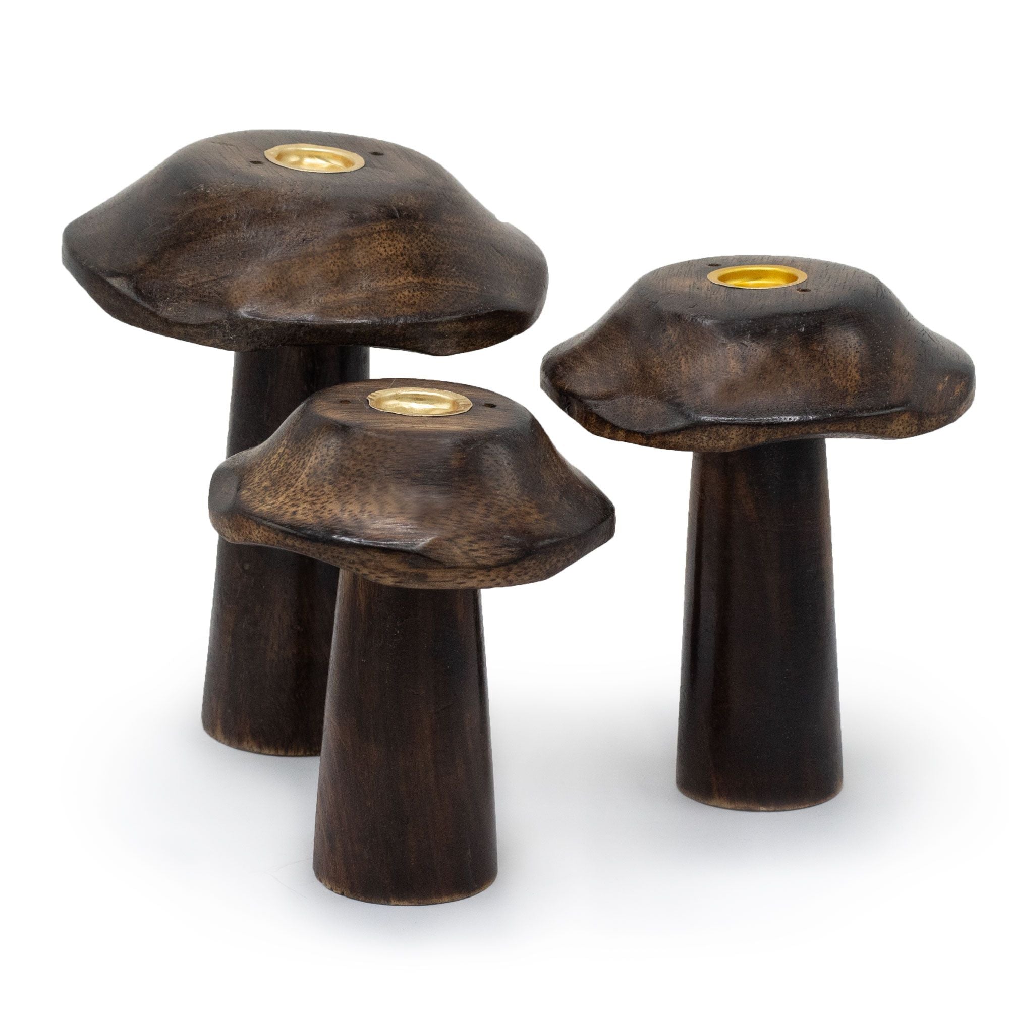 Lot de 3 champignons d'encens plats en forme de cône (13 cm 12 cm 11 cm)