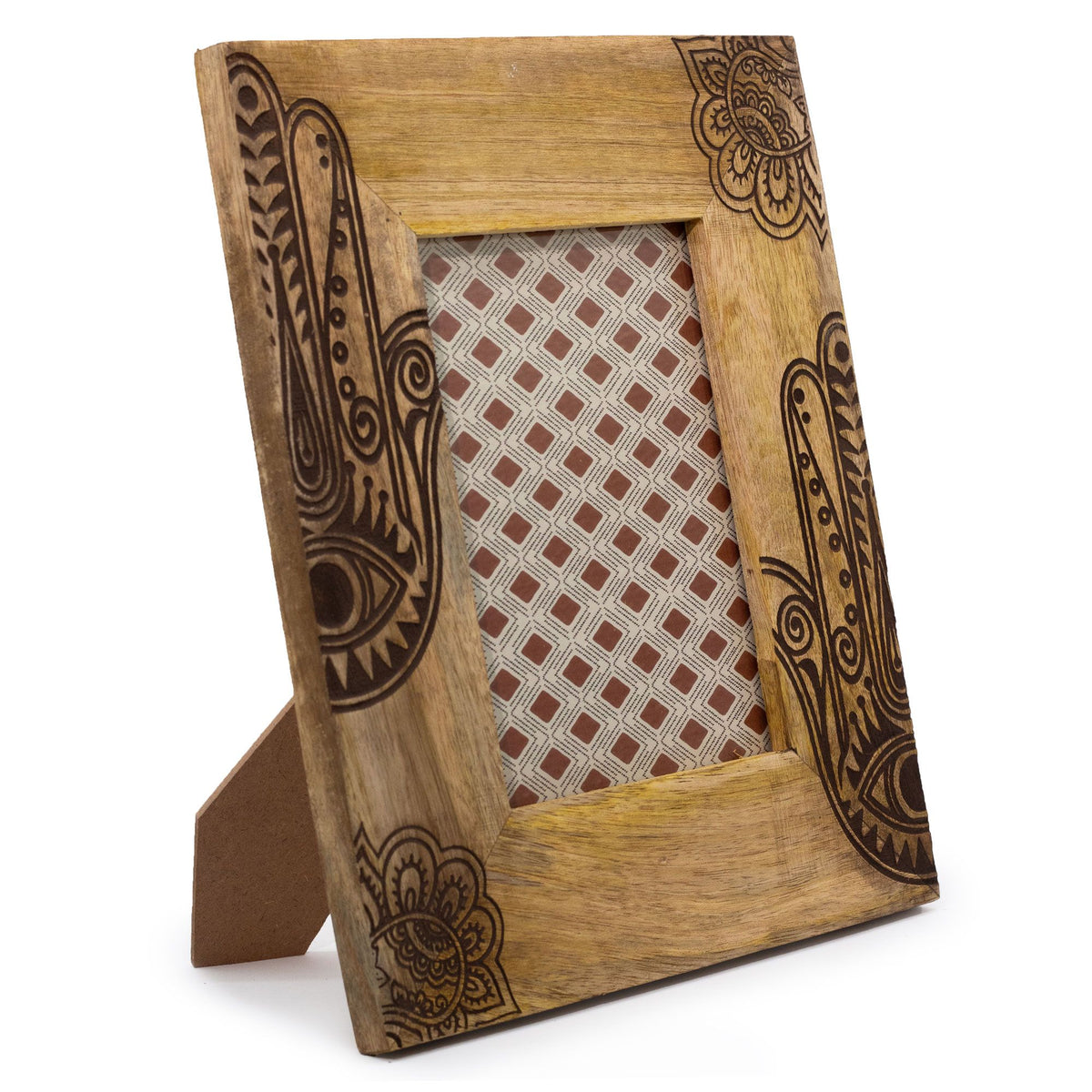 Grand cadre en bois de manguier (pour 13 x 18 cm) 28 x 23 x 2 cm - Hamsa noir