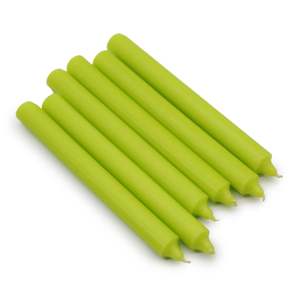 Bougies en vrac de couleur unie - Vert citron rustique - Lot de 10