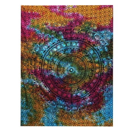 Couverture en coton simple + tapisserie - Mandala éléphant