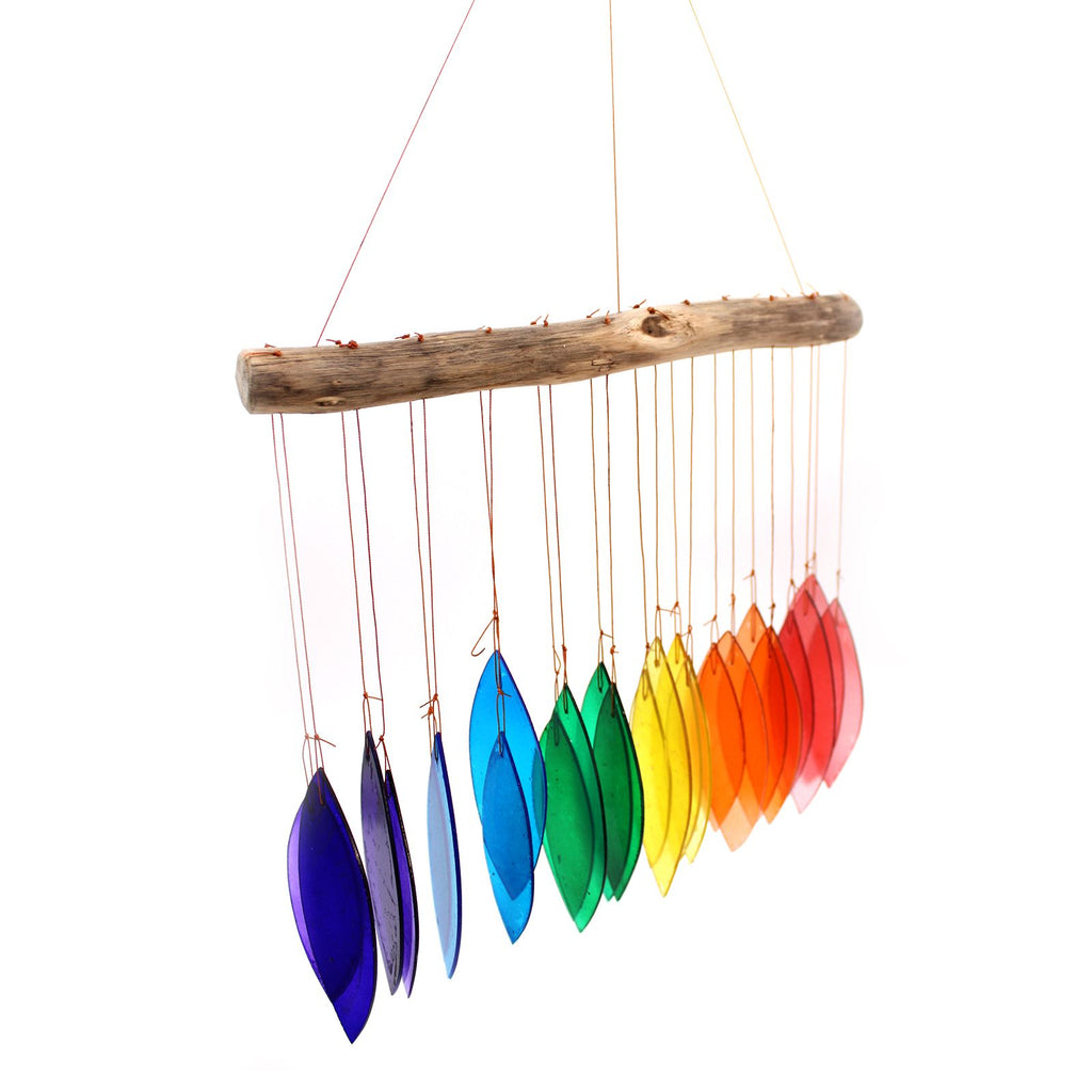 Carillon éolien en verre recyclé - Arc-en-ciel