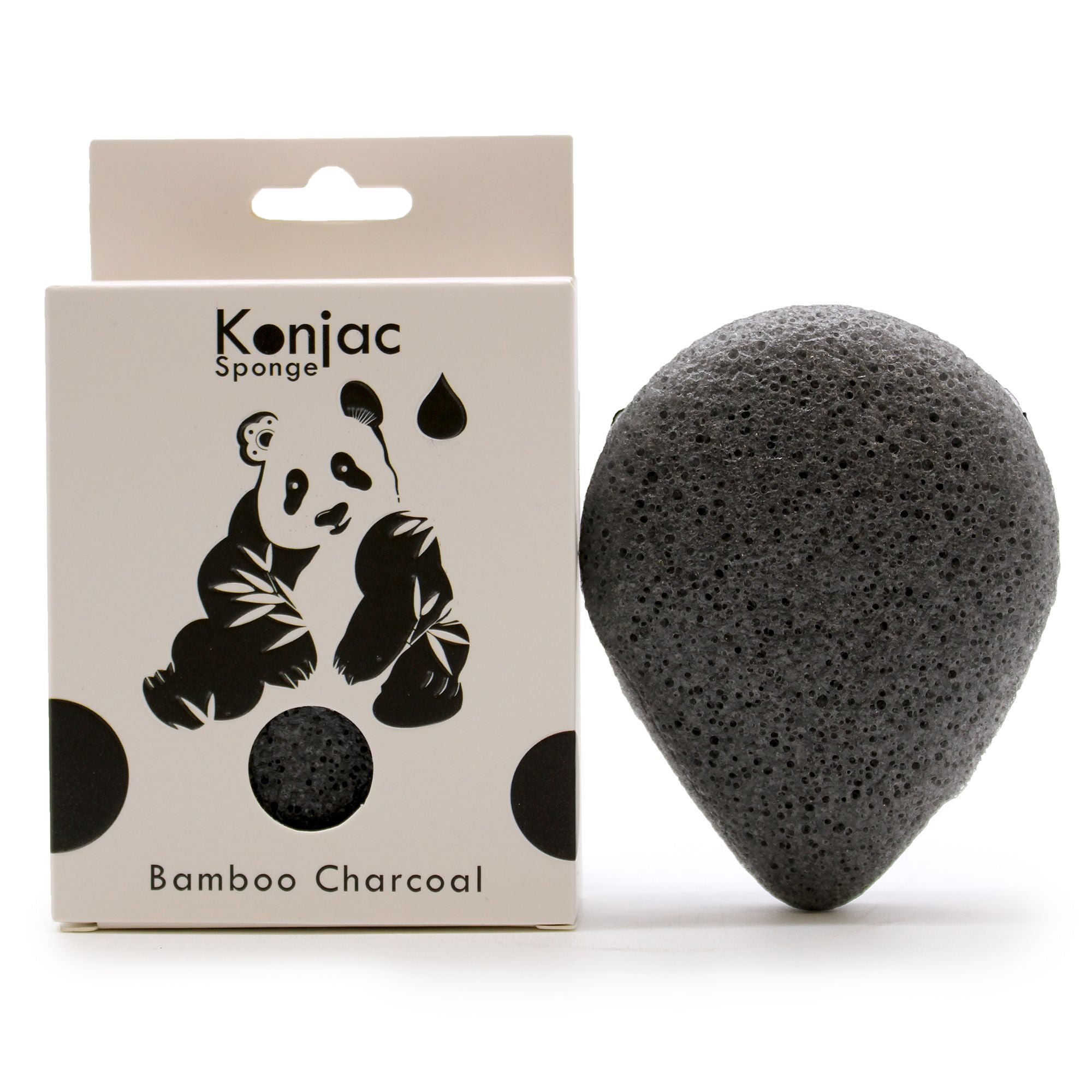 Éponge faciale Konjac - Charbon de bambou - Antibactérienne