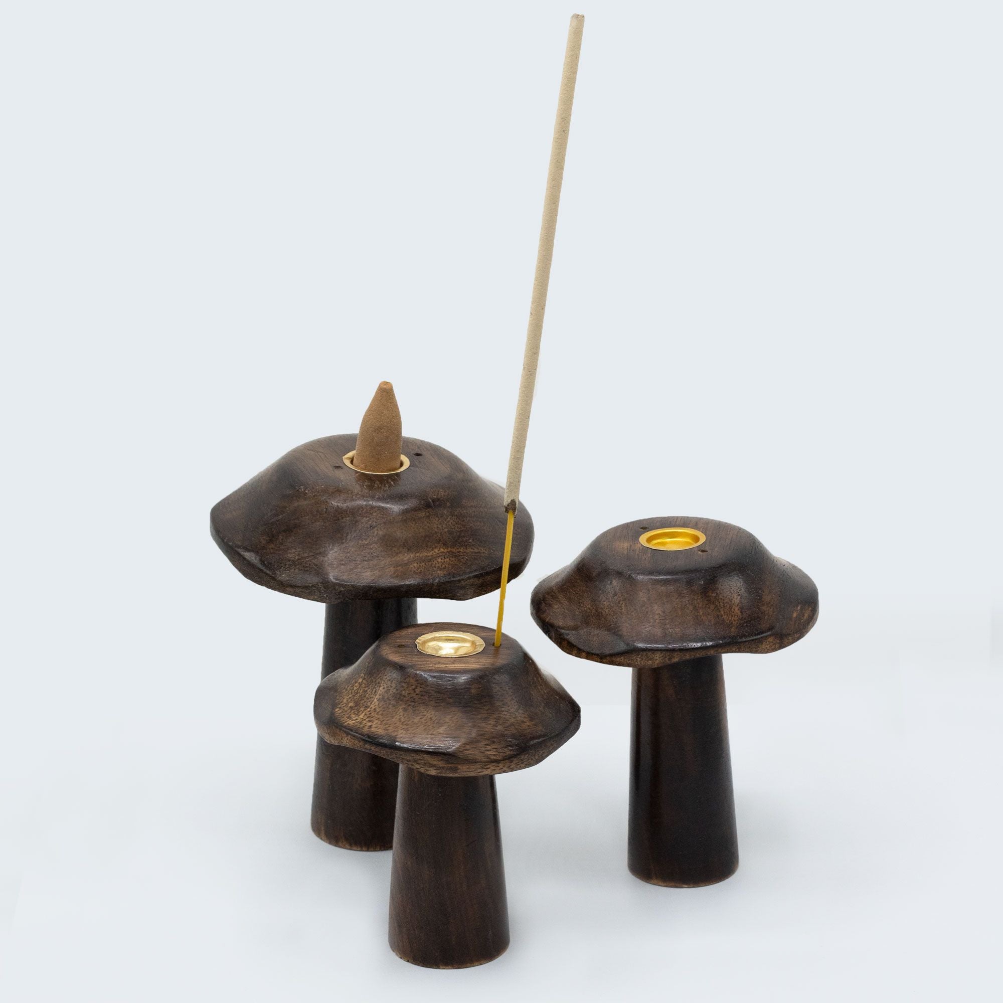 Lot de 3 champignons d'encens plats en forme de cône (13 cm 12 cm 11 cm)