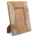 Grand cadre en bois de manguier (pour 13 x 18 cm) 28 x 23 x 2 cm - Hamsa blanc