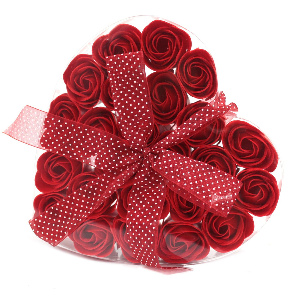 Lot de 24 fleurs en savon - Roses rouges