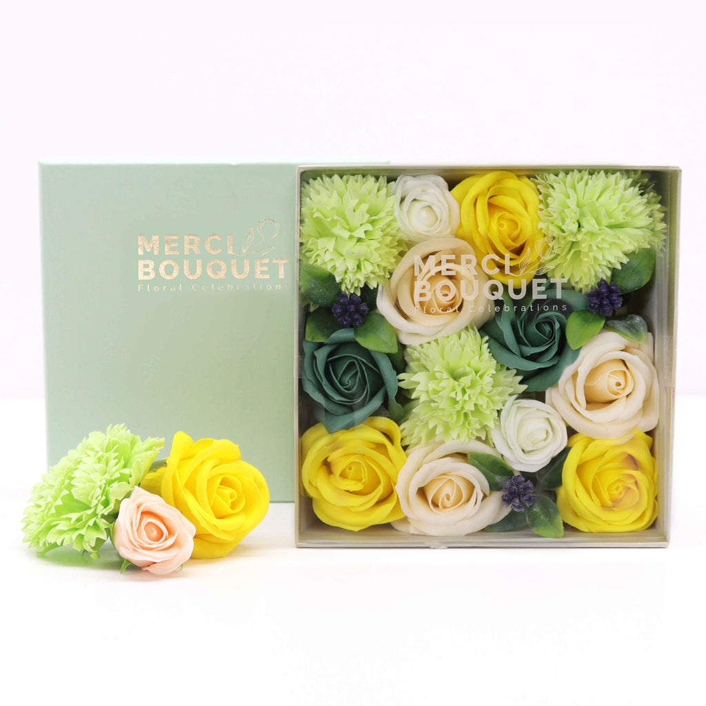 Boîte carrée - Fêtes de printemps - Jaune et vert