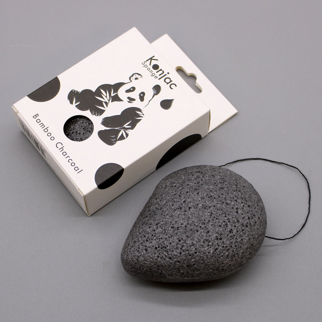 Éponge faciale Konjac - Charbon de bambou - Antibactérienne