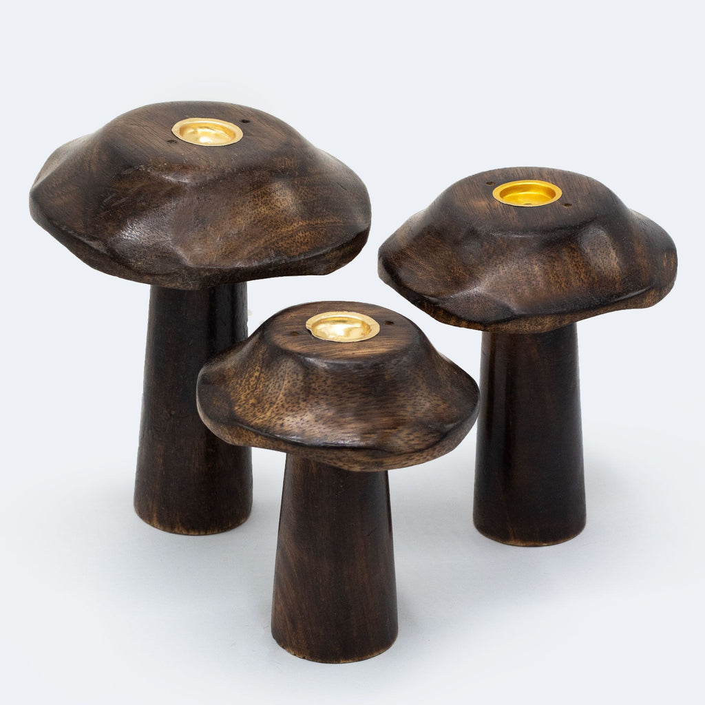 Lot de 3 champignons d'encens plats en forme de cône (13 cm 12 cm 11 cm)