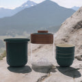 Service à thé - Voyage en montagne - Théière, quatre tasses et étui de voyage
