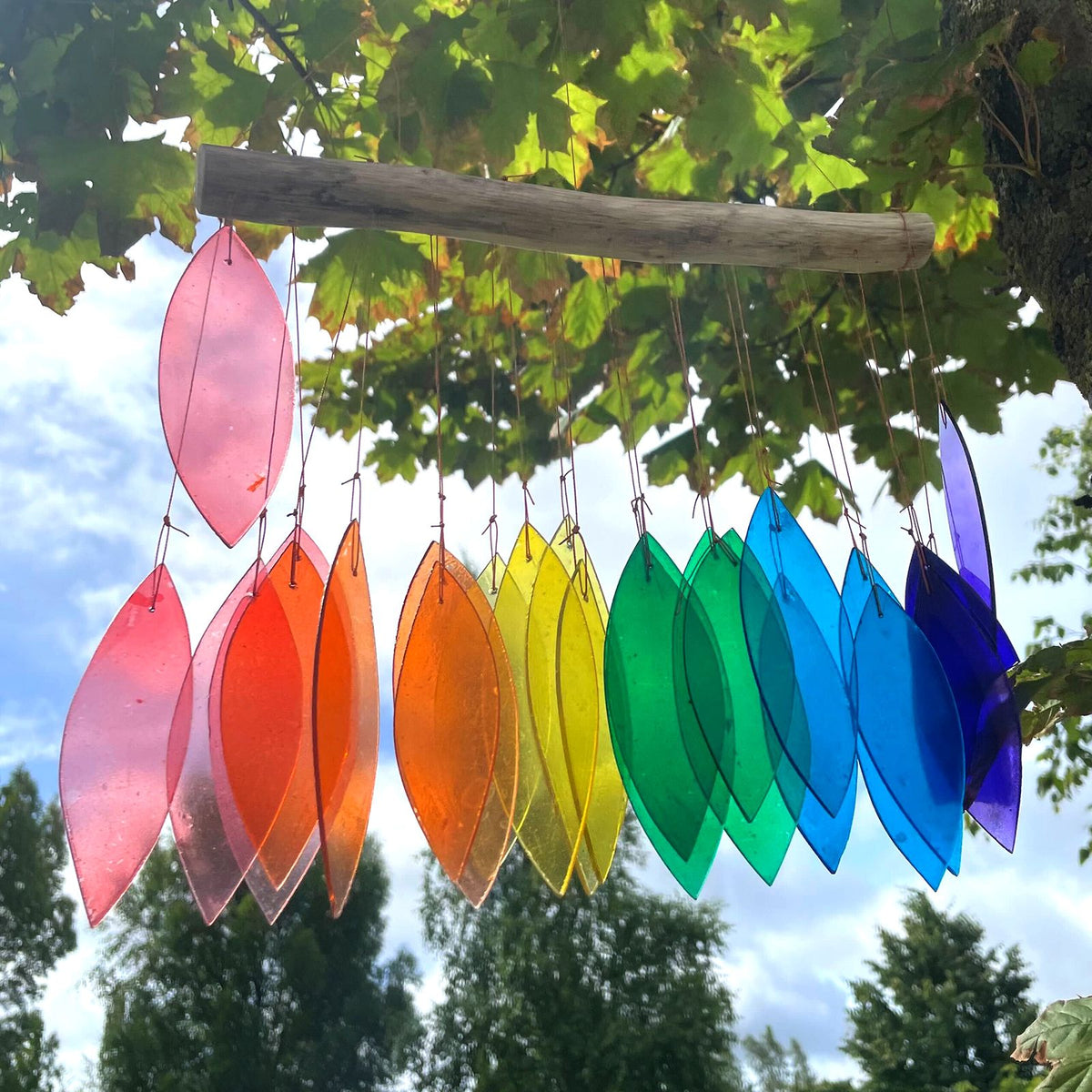Carillon éolien en verre recyclé - Arc-en-ciel