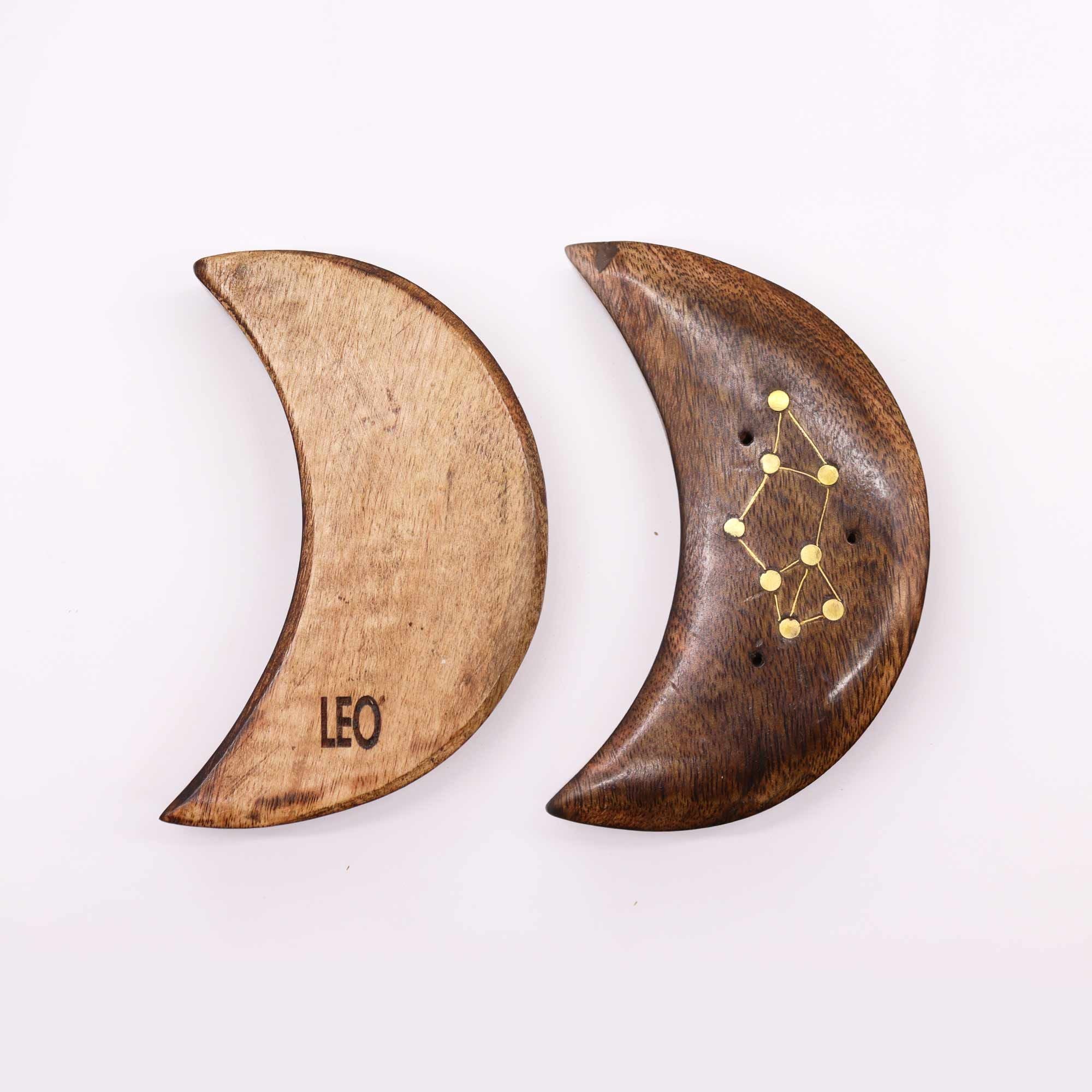 Brûleur d'encens en laiton gravé, signe du zodiaque - Lune