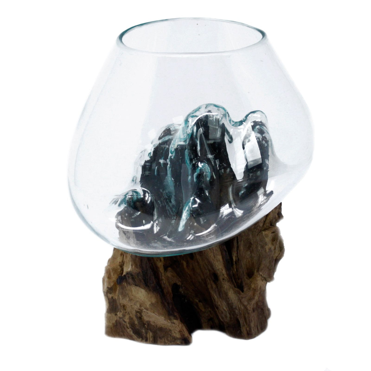 Bol en verre fusionné sur bois