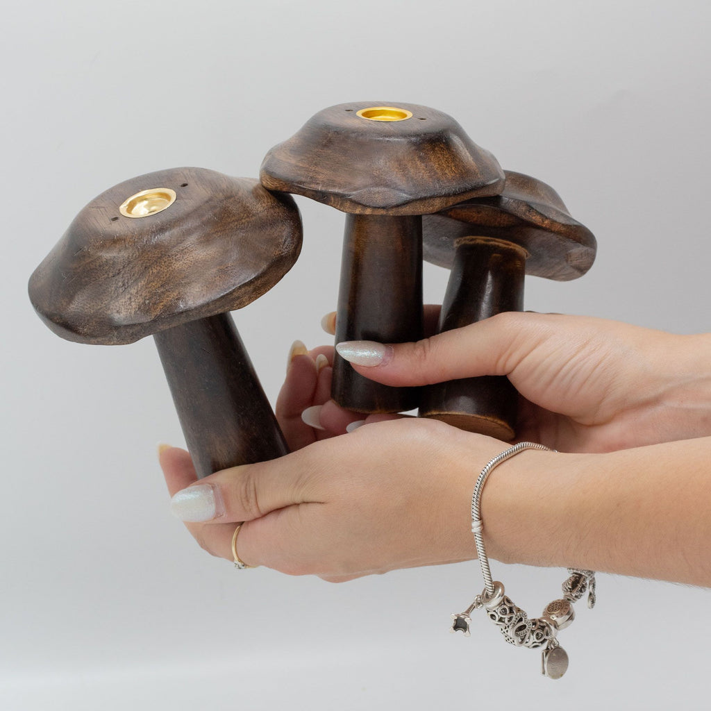 Lot de 3 champignons d'encens plats en forme de cône (13 cm 12 cm 11 cm)