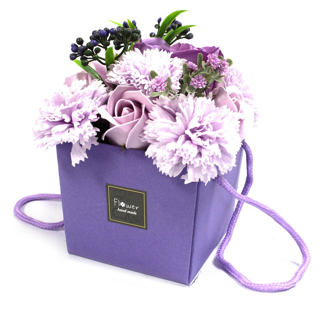 Bouquet de fleurs en savon - Roses et violet