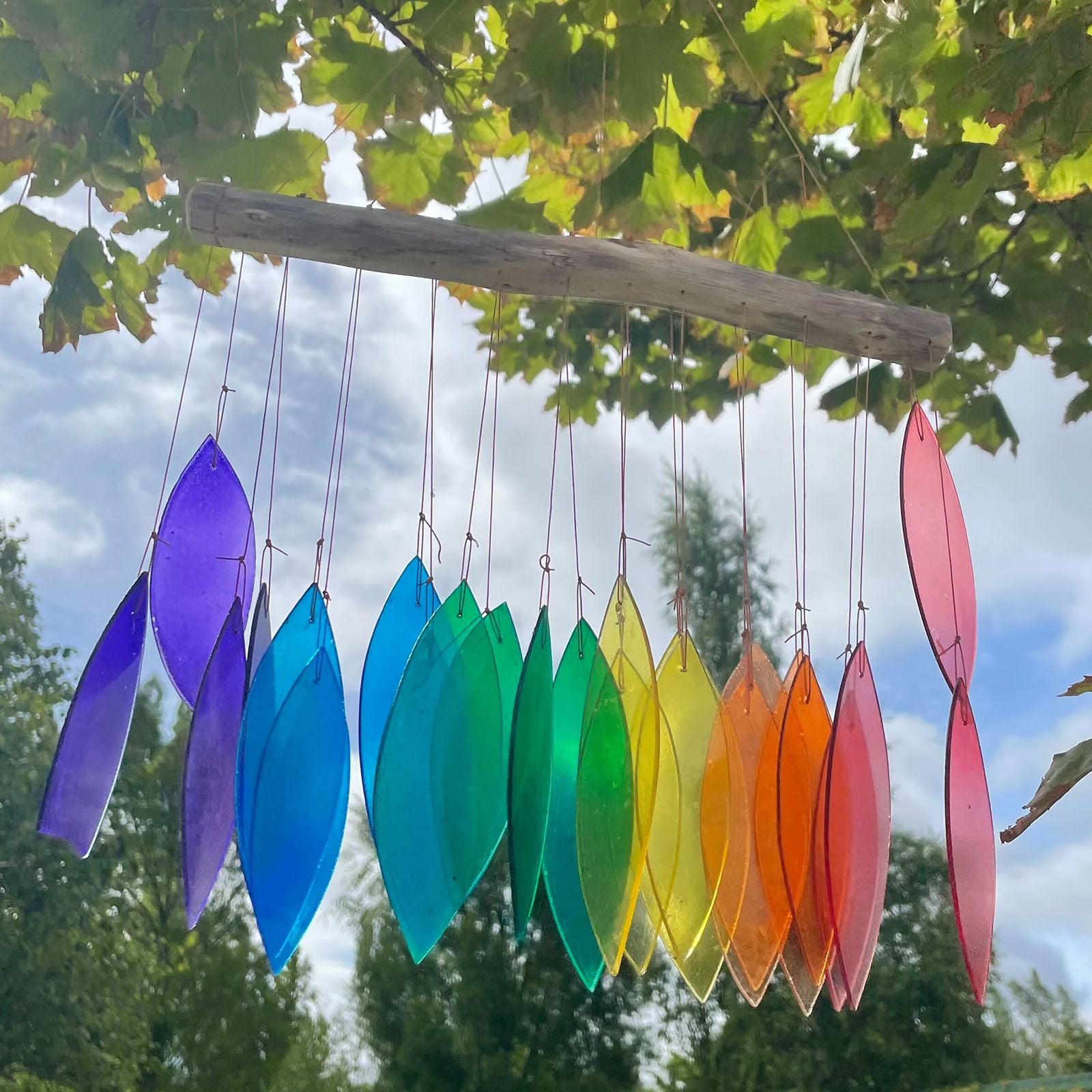 Carillon éolien en verre recyclé - Arc-en-ciel