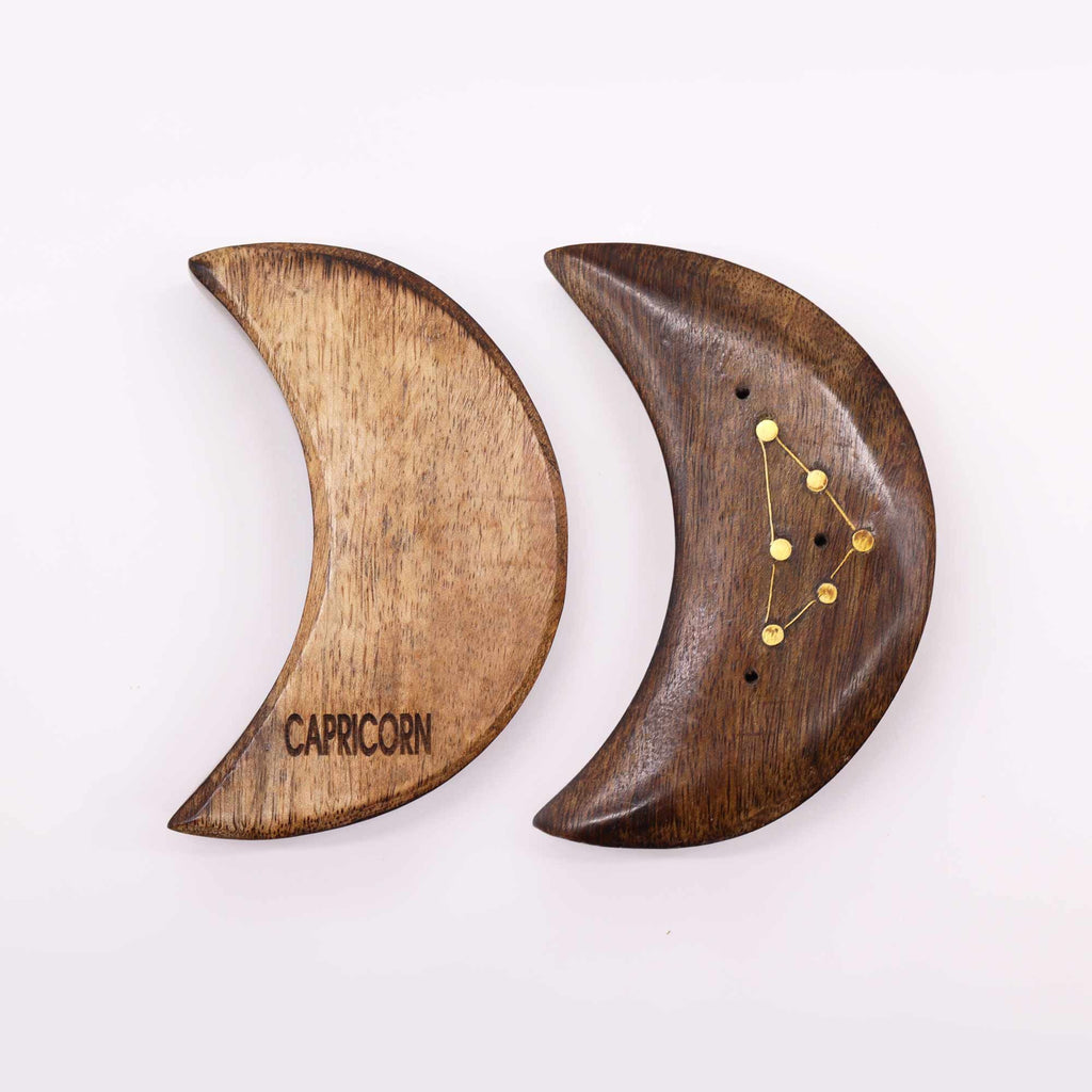 Brûleur d'encens en laiton gravé, signe du zodiaque - Lune