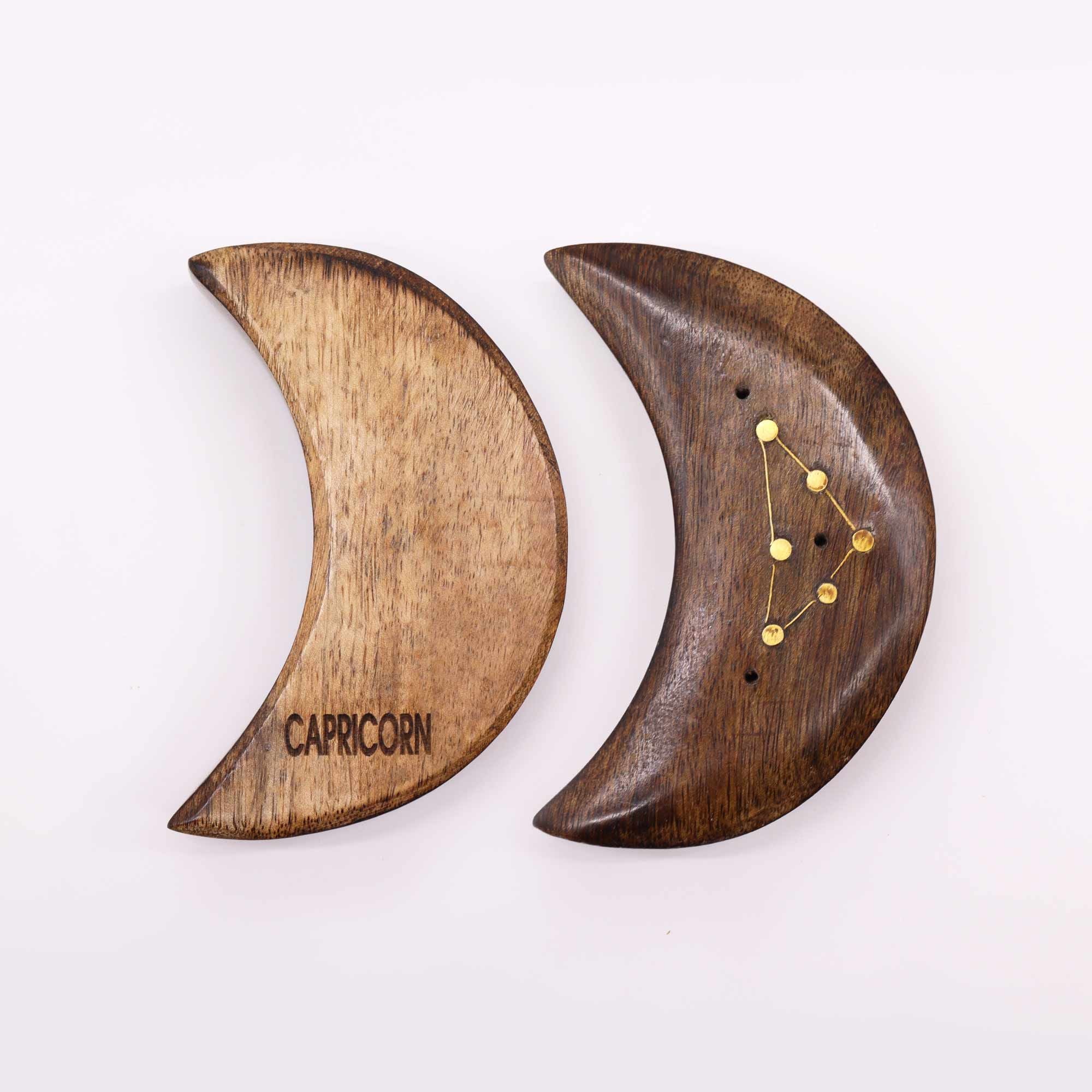 Brûleur d'encens en laiton gravé, signe du zodiaque - Lune