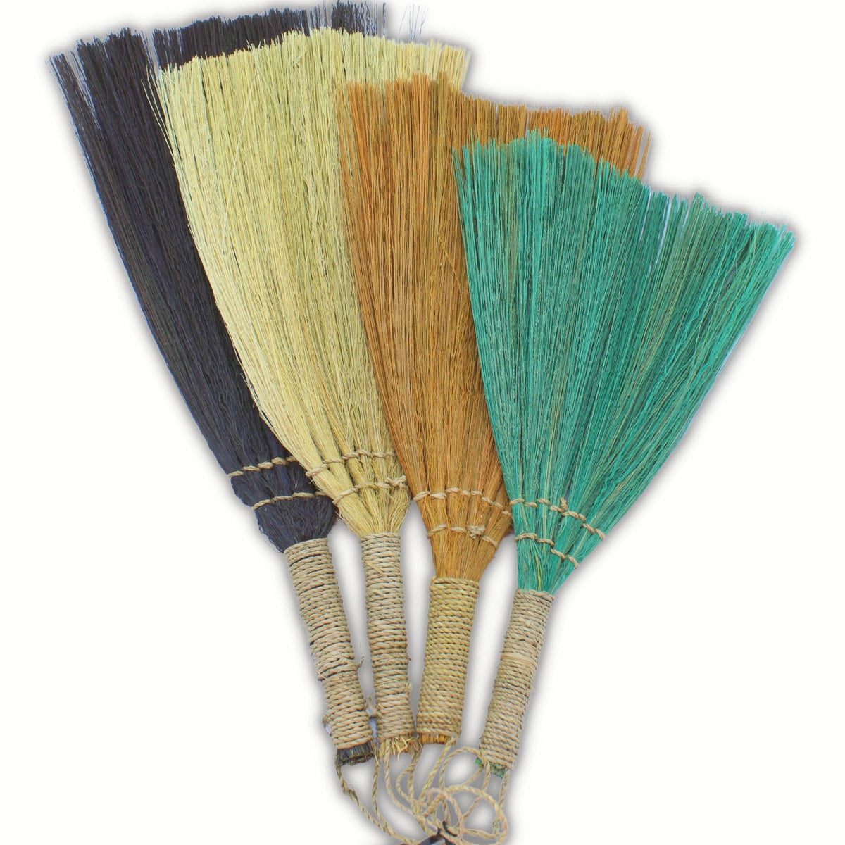 Lot de 4 balais éventails en herbe de la pampa - Couleurs et tailles assorties