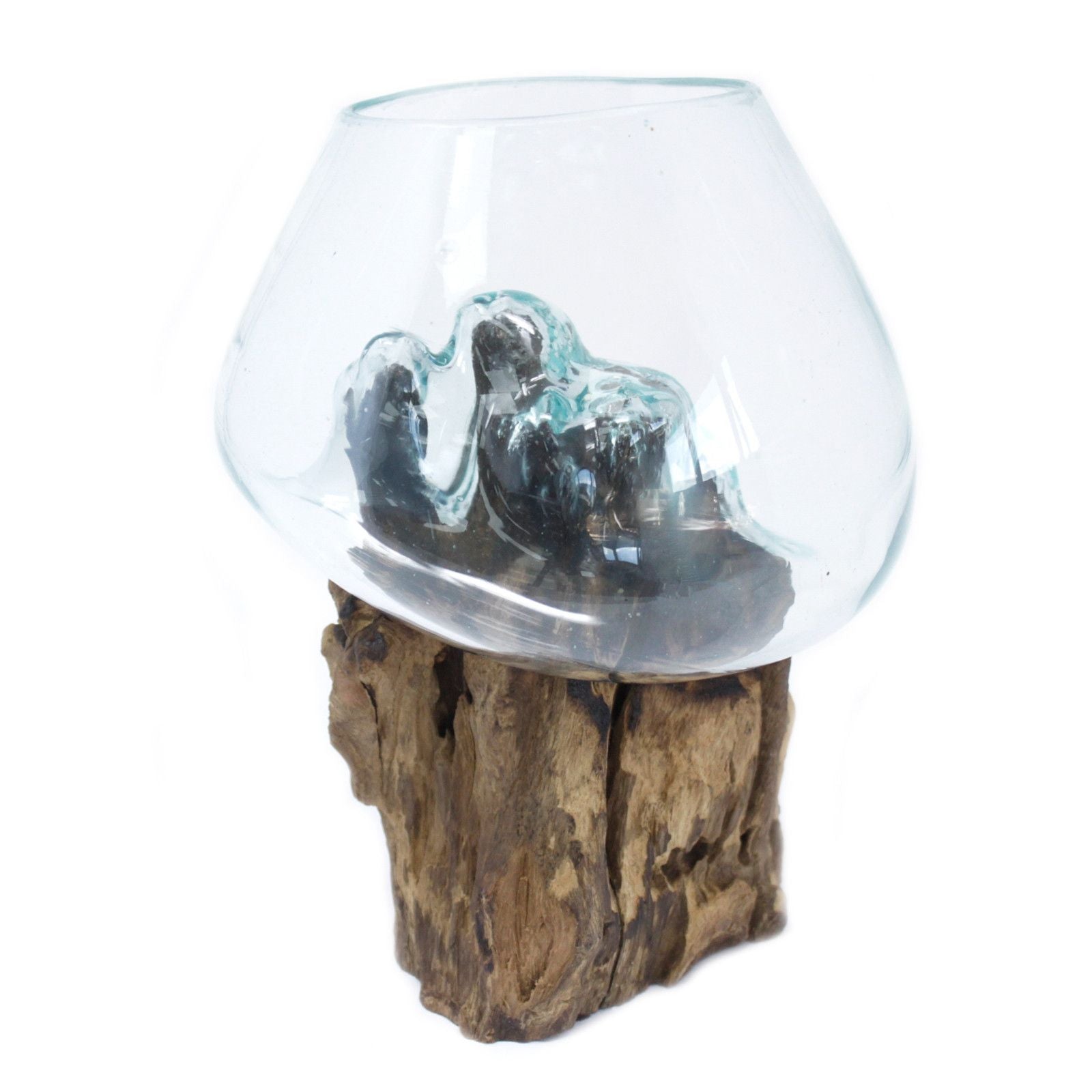 Bol en verre fusionné sur bois