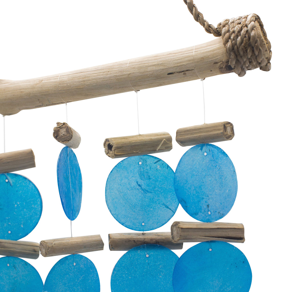 Carillon éolien en bois flotté - Bleu