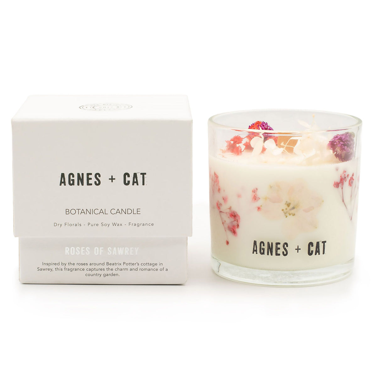 Bougie botanique en cire de soja – Roses de Sawrey – Agnes + Cat