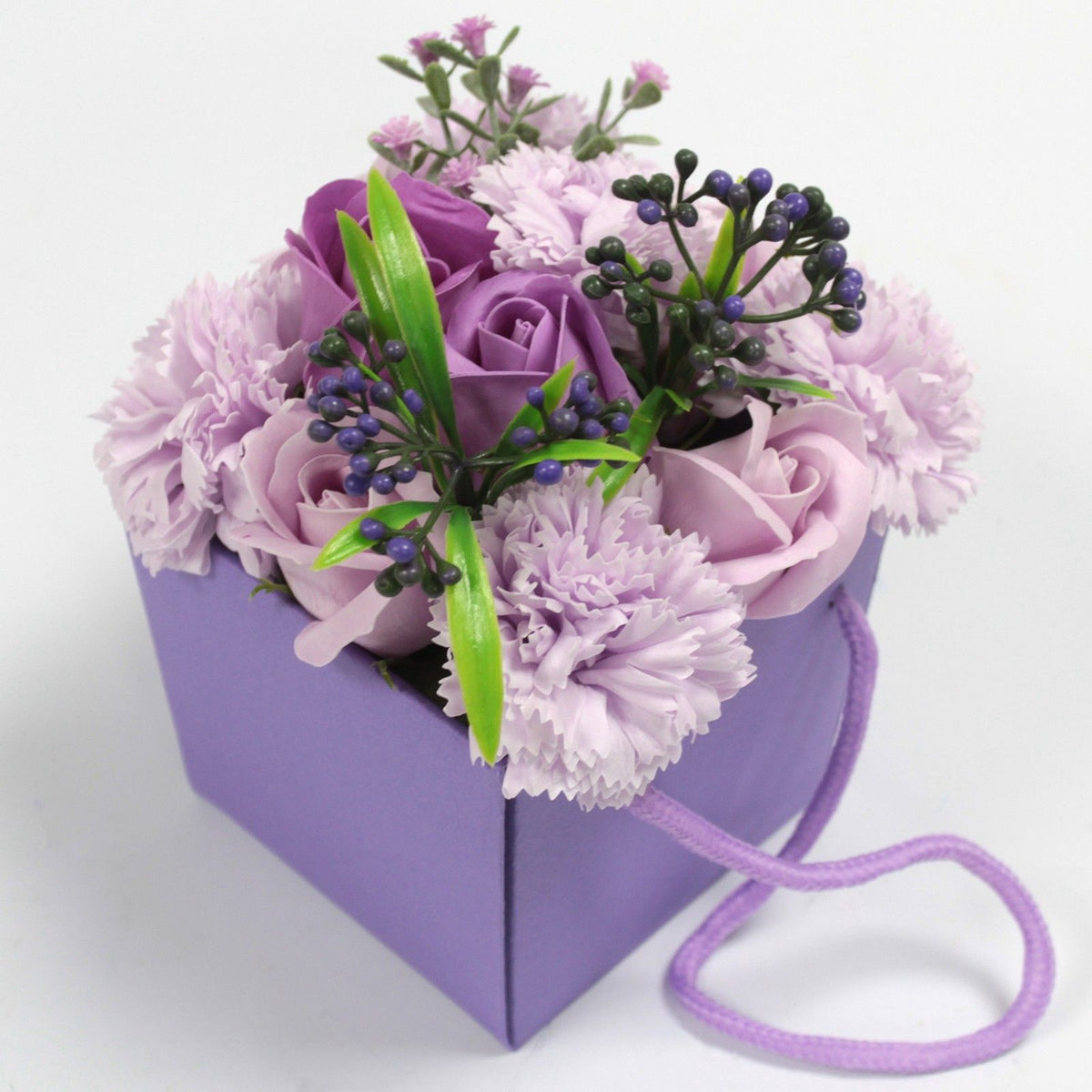 Bouquet de fleurs en savon - Roses et violet
