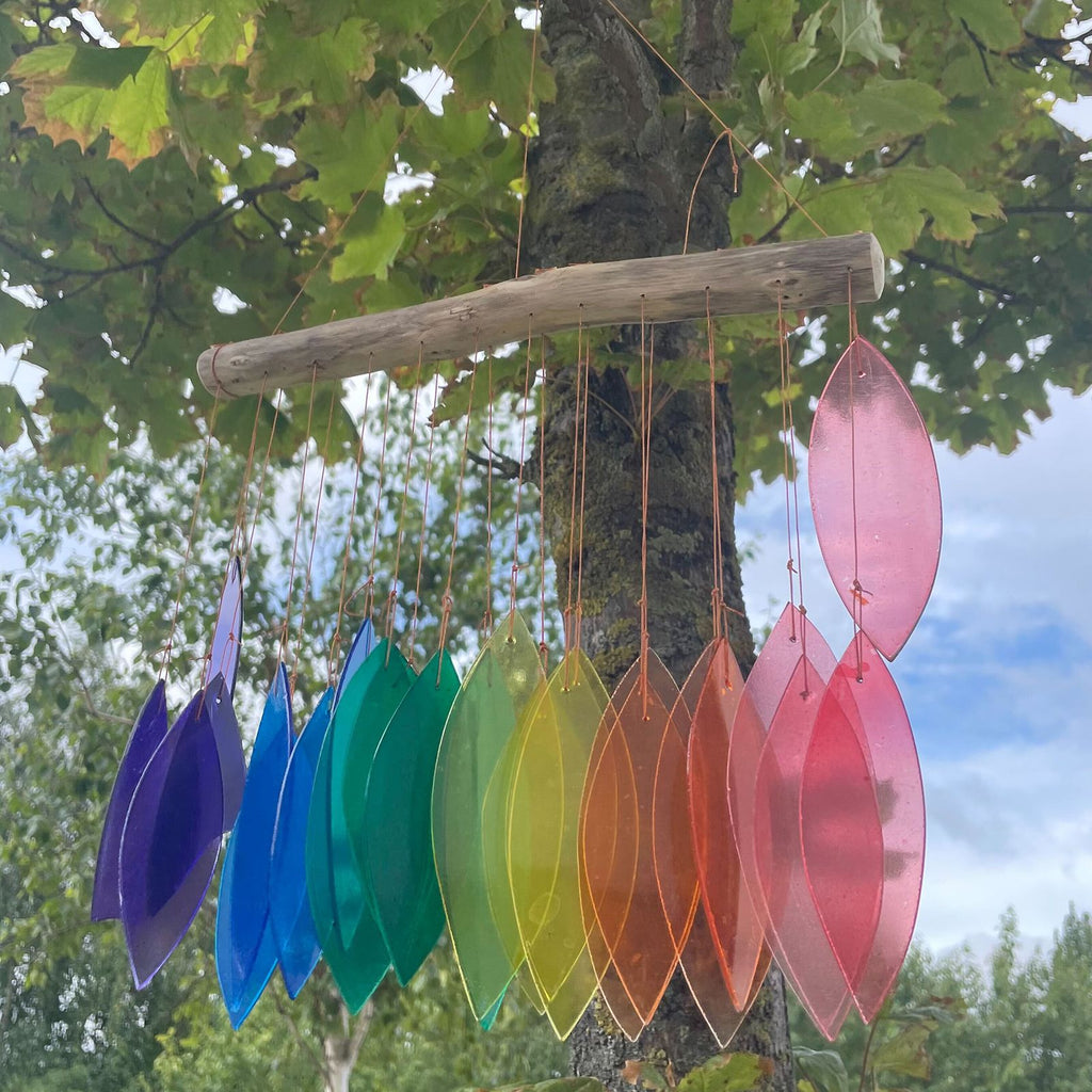 Carillon éolien en verre recyclé - Arc-en-ciel