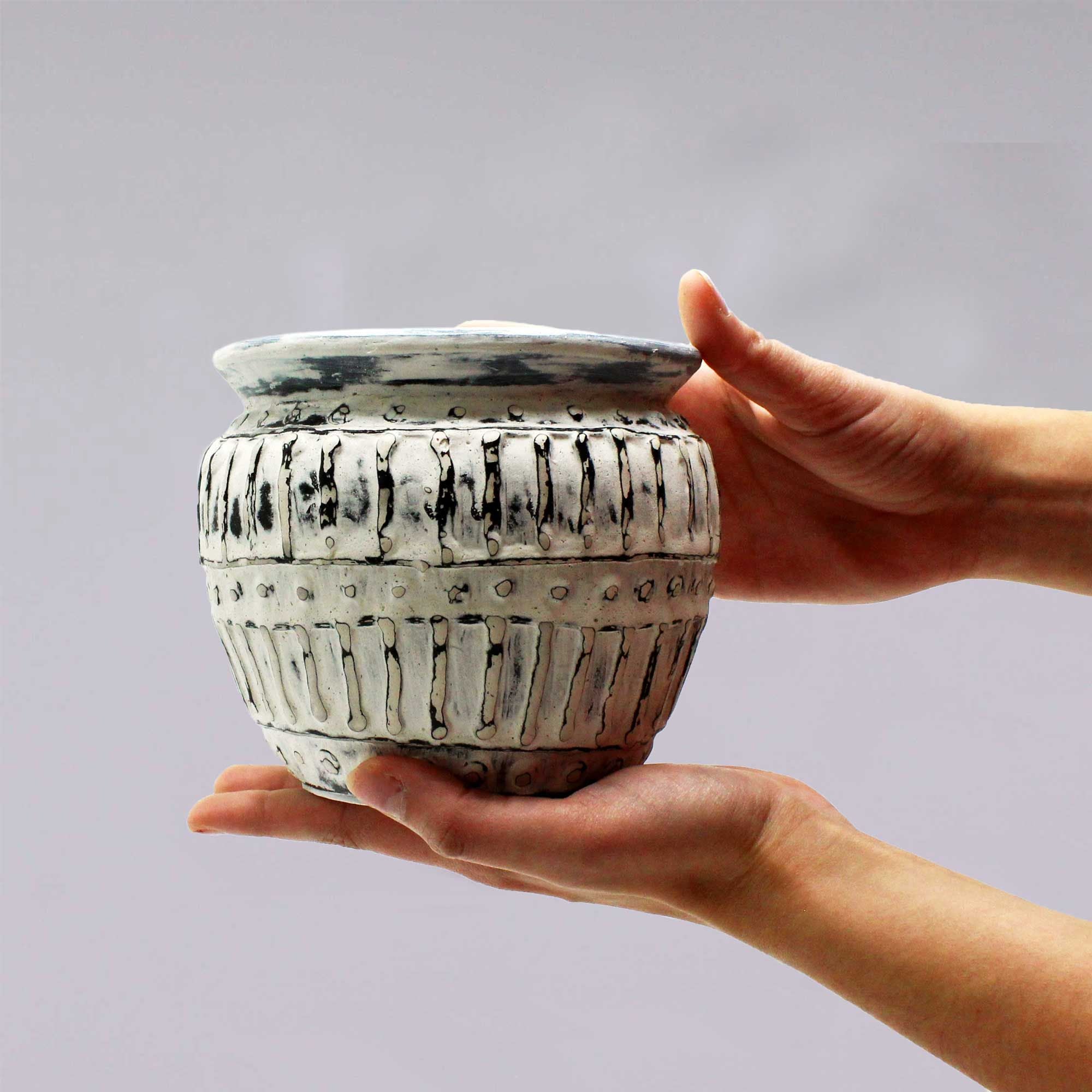 Pot de fleurs grec en terre cuite - Crème 12 cm