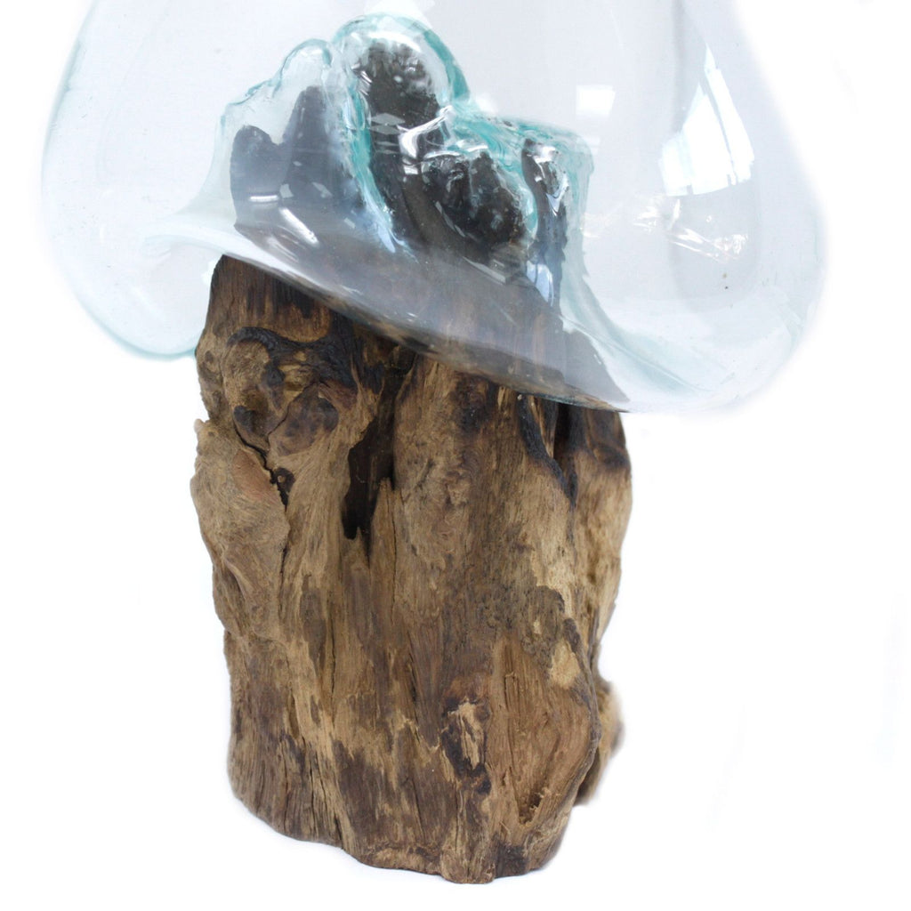 Bol en verre fusionné sur bois