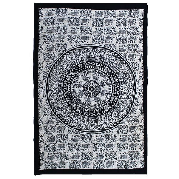 Couverture en coton simple + tapisserie murale - Mandala singe-éléphant