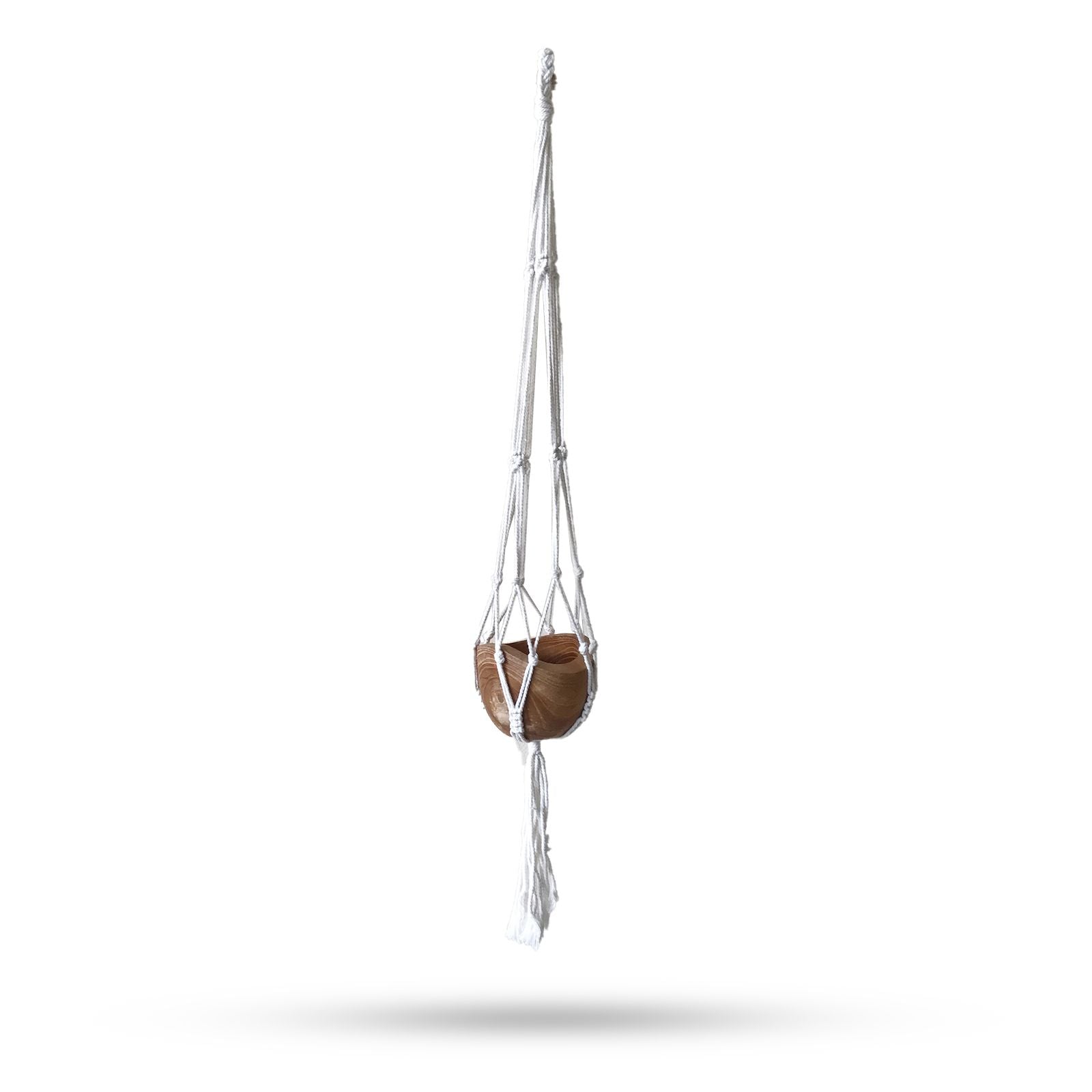 Support classique en macramé - Pot moyen naturel