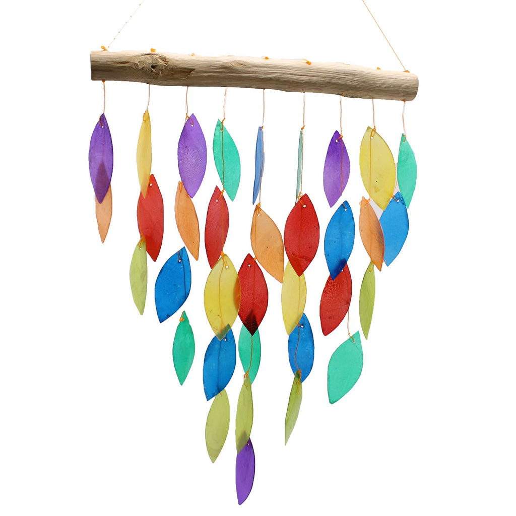 Carillon éolien en bois - Feuilles arc-en-ciel