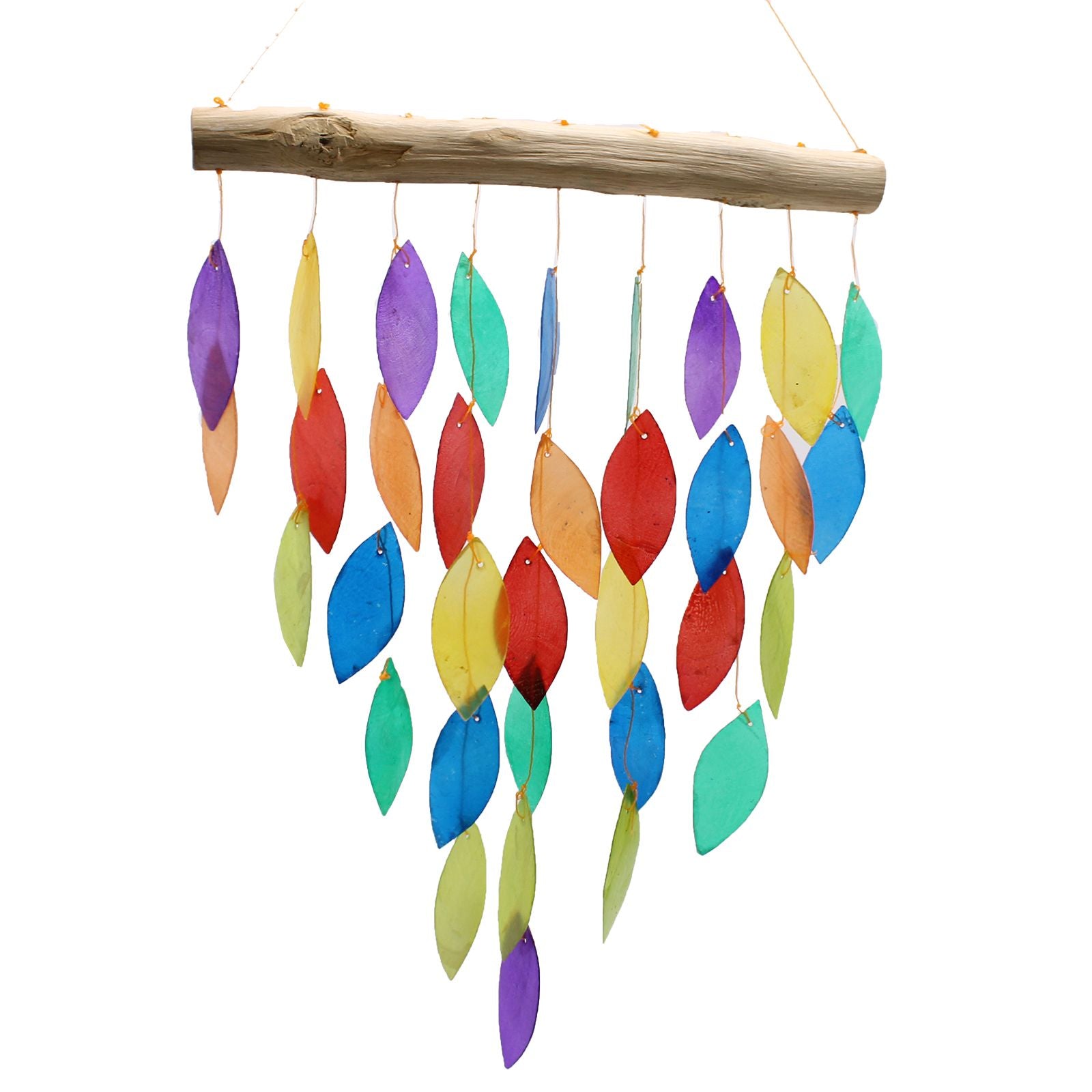 Carillon éolien en bois - Feuilles arc-en-ciel