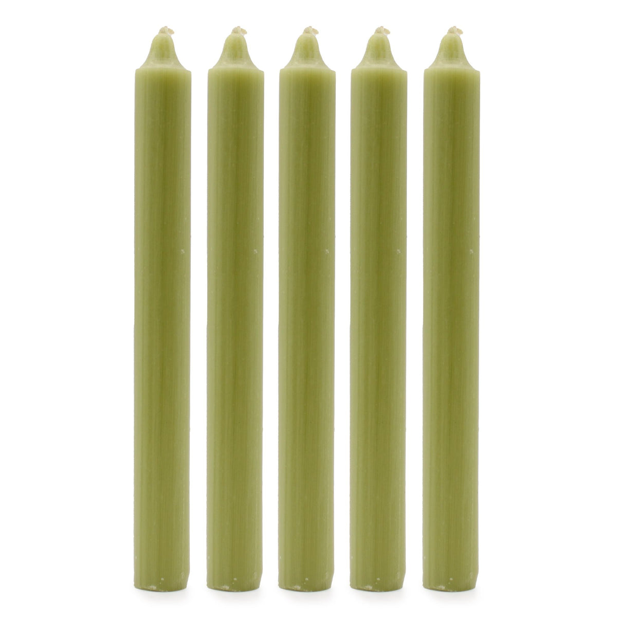 Ensemble de 21 bougies de table couleur unie - Olive rustique