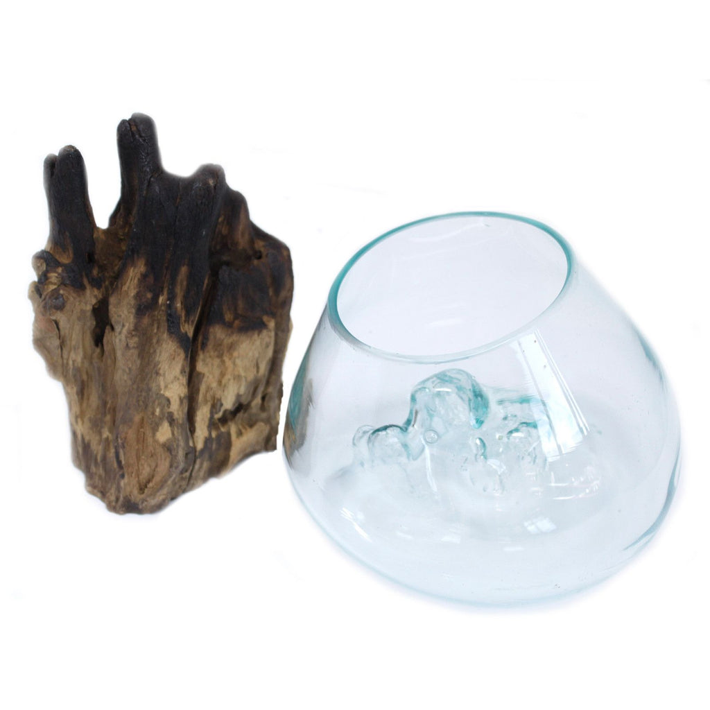 Bol en verre fusionné sur bois