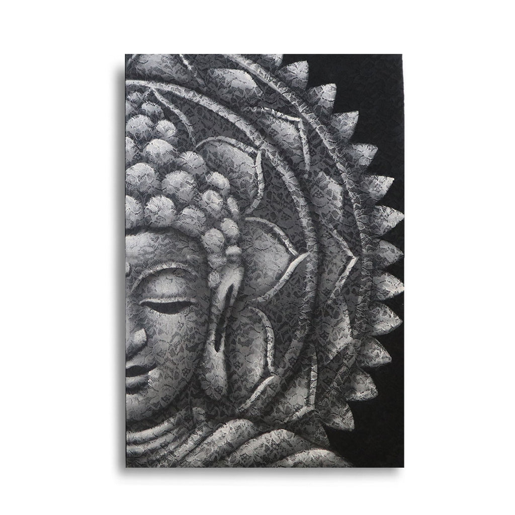 Mandala Bouddha gris moyen 60x80cm