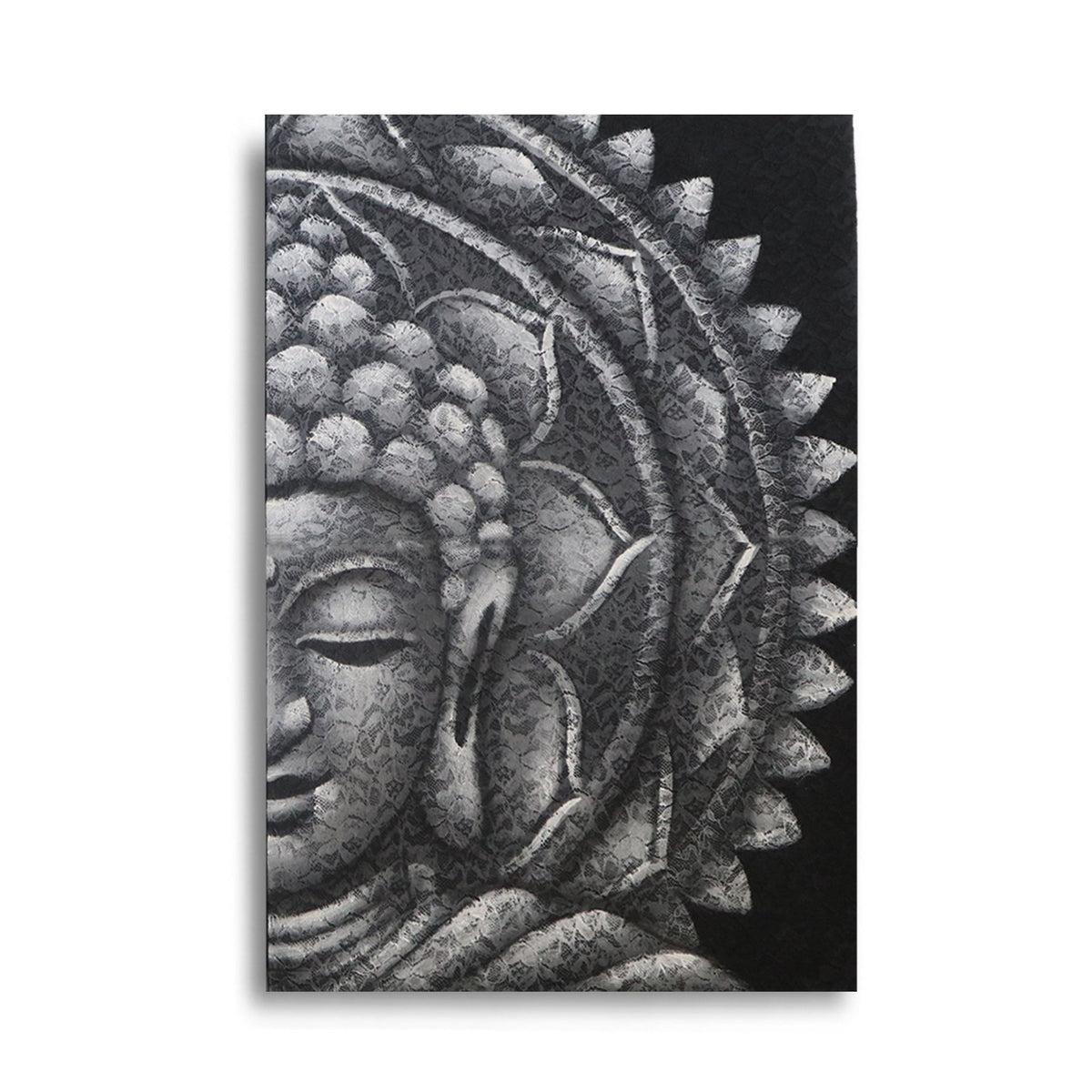 Mandala Bouddha gris moyen 60x80cm