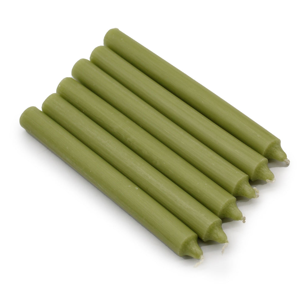Bougies en vrac de couleur unie - Olive rustique - Lot de 10