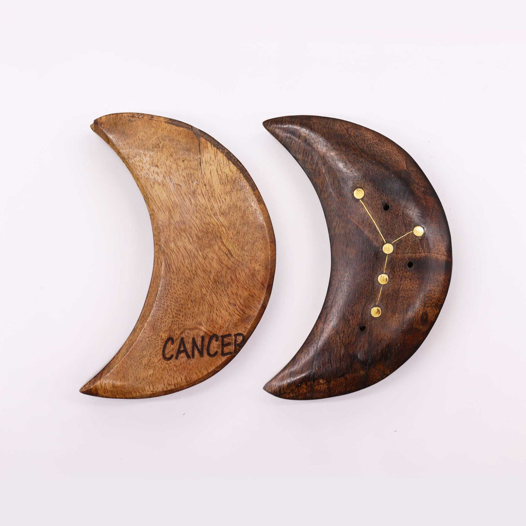 Brûleur d'encens en laiton gravé, signe du zodiaque - Lune