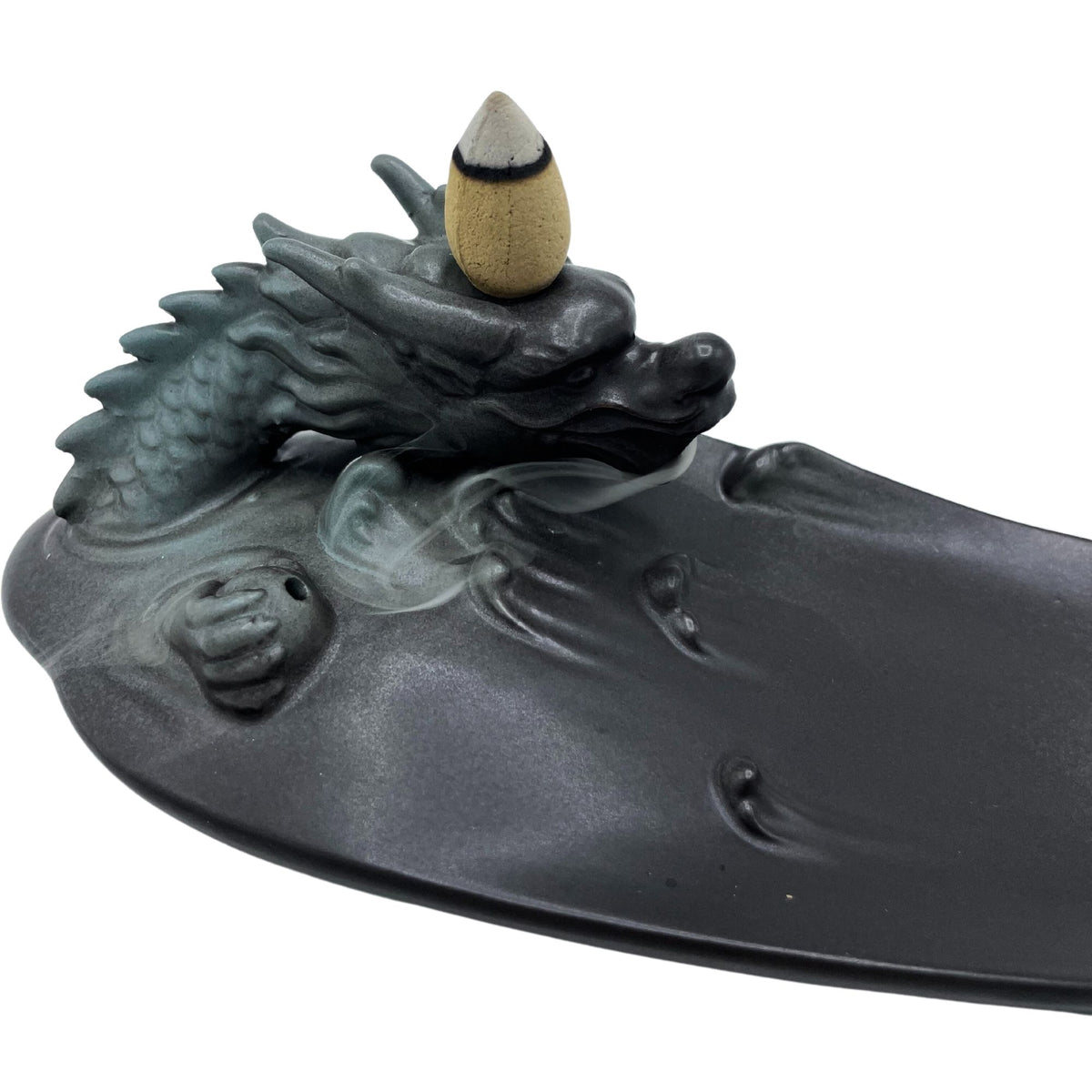 Brûleur d'encens à reflux - Dragon dans une piscine aux détails incroyables
