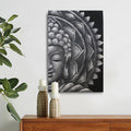 Mandala Bouddha gris moyen 60x80cm