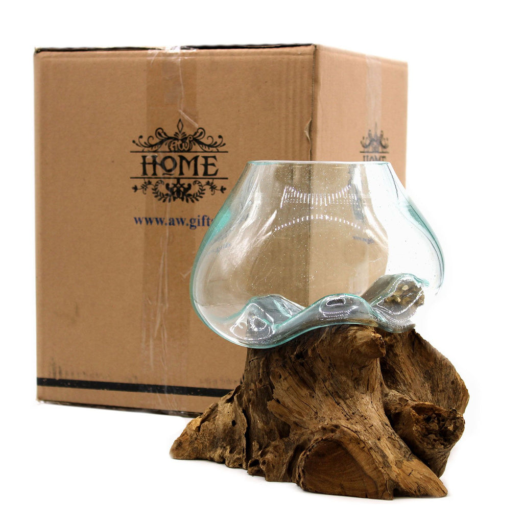Bol en verre fusionné sur bois