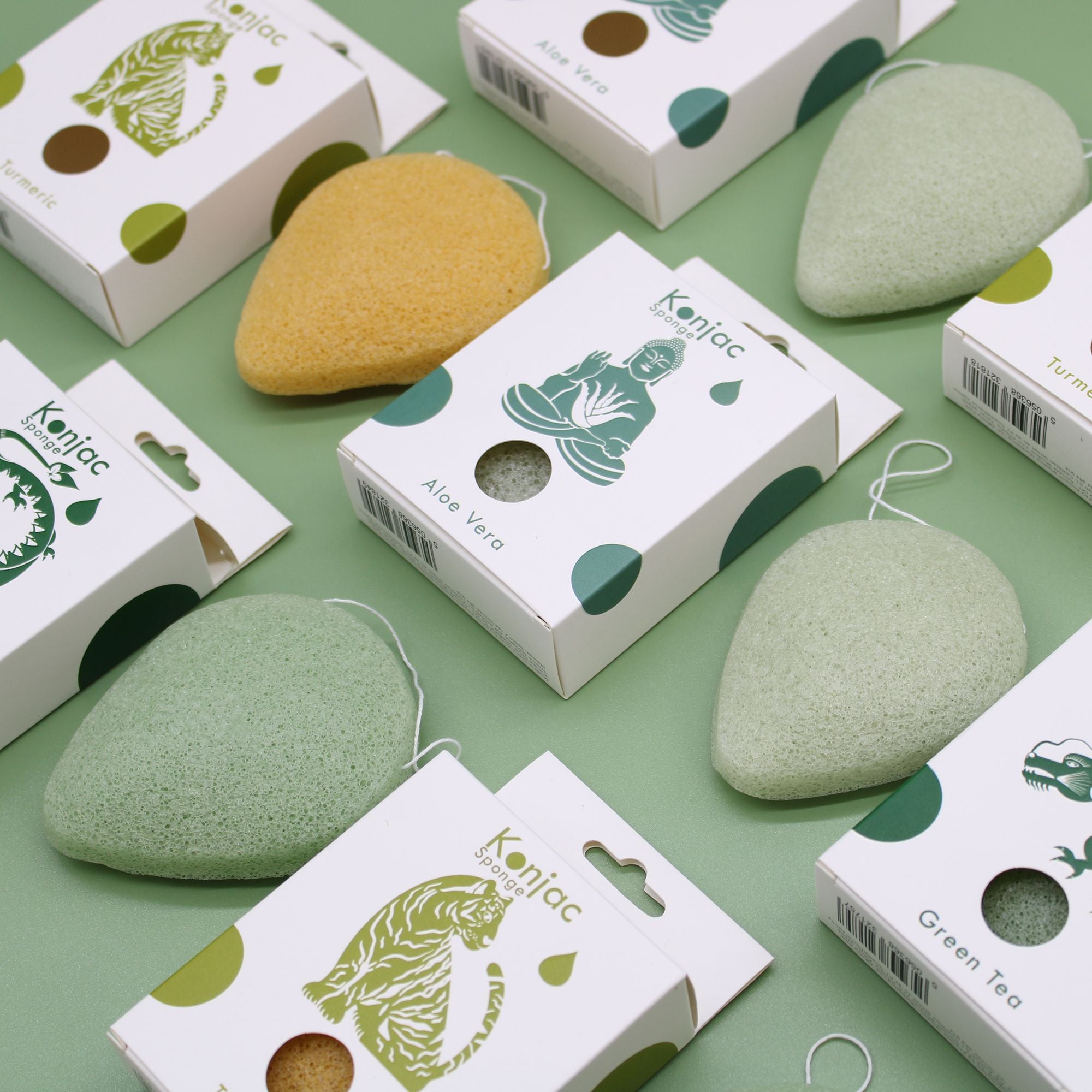 Éponge faciale Konjac - Thé vert - Protectrice