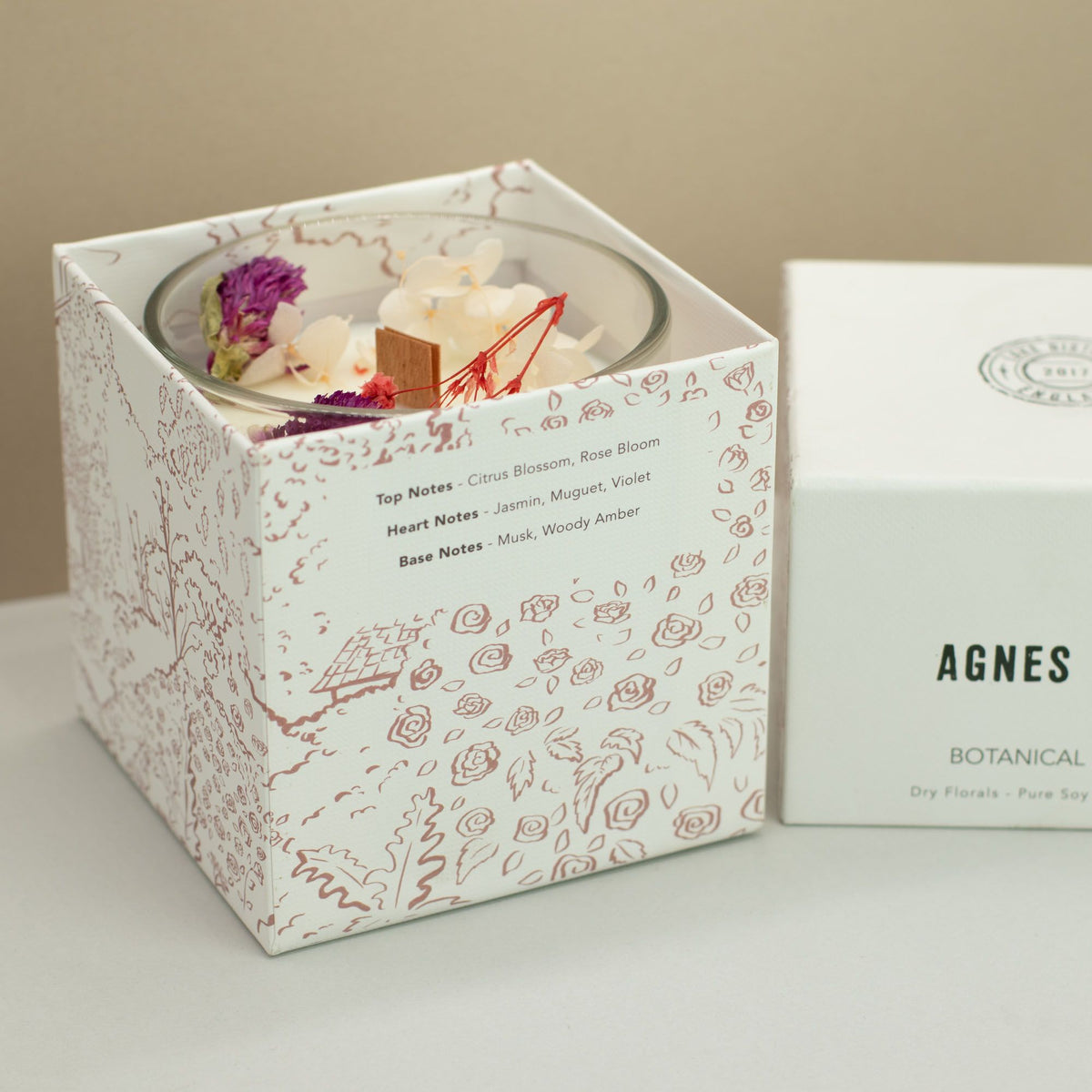 Bougie botanique en cire de soja – Roses de Sawrey – Agnes + Cat